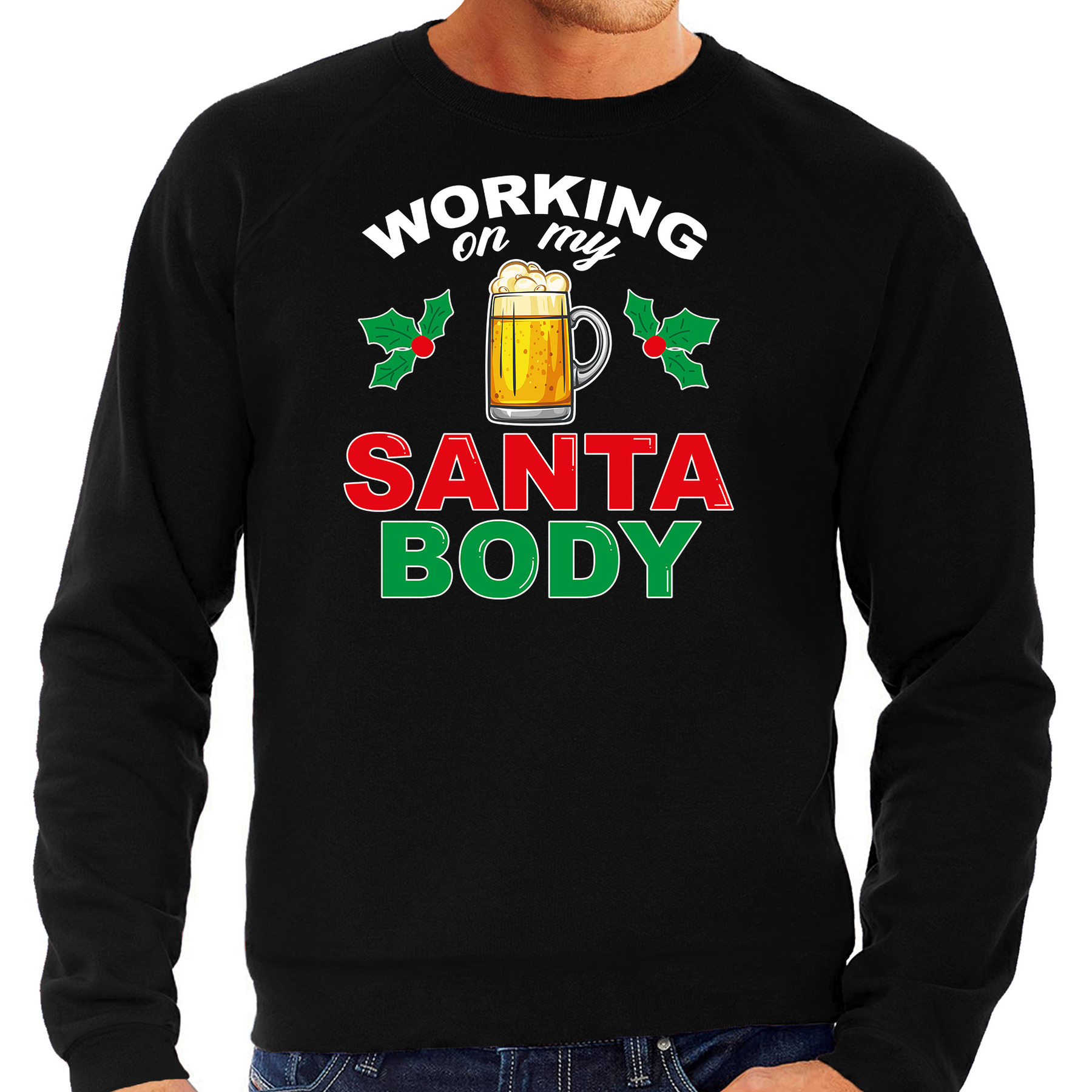 Santa body foute Kerstsweater-Kersttrui zwart voor heren
