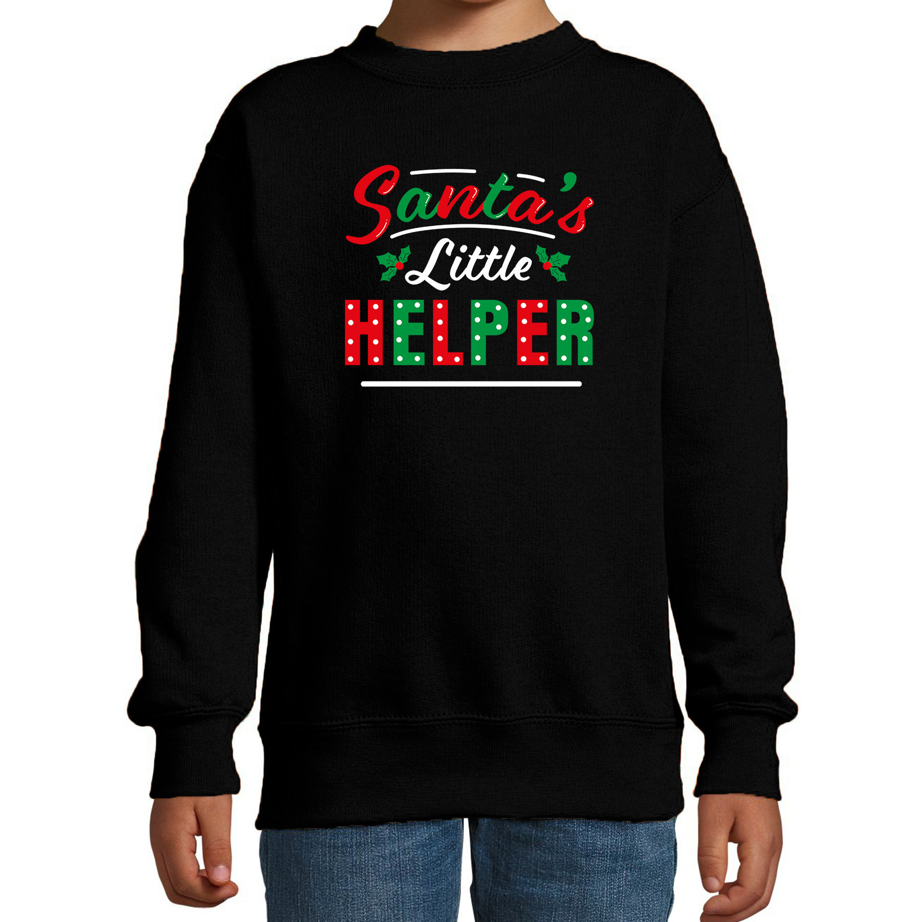 Santas little helper-Het hulpje van de Kerstman Kerstsweater-Kersttrui zwart voor kinderen