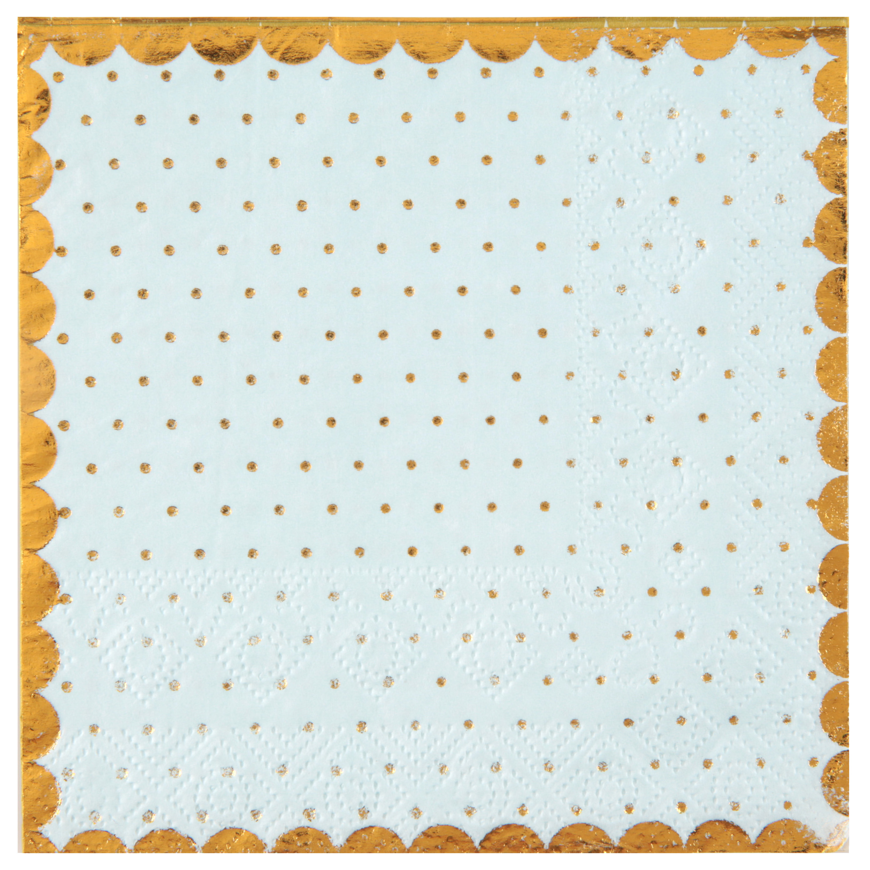 Santex feest servetten - stippen - 20x stuks - 25 x 25 cm - papier - blauw/goud
