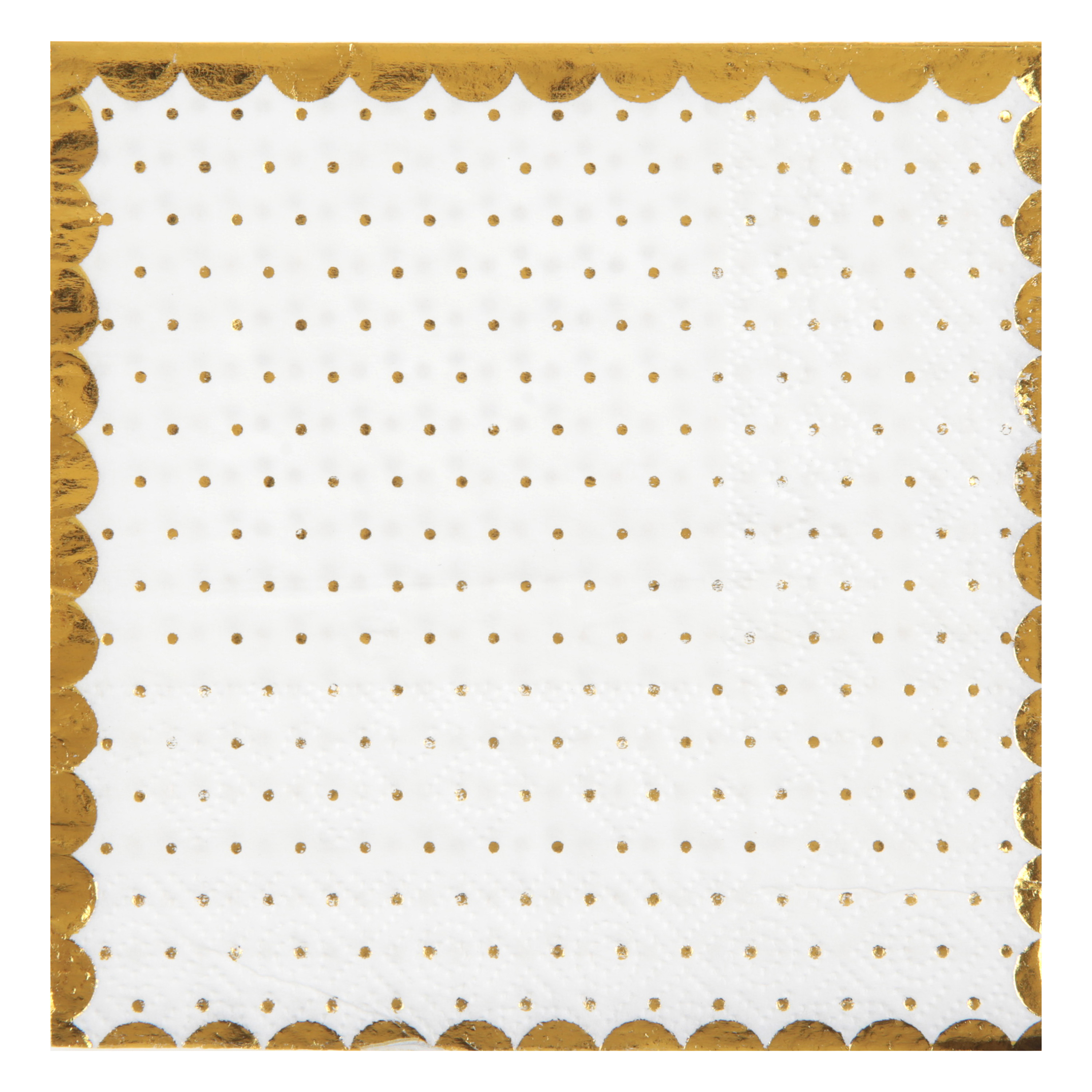 Santex feest servetten - stippen - 20x stuks - 25 x 25 cm - papier - wit/goud