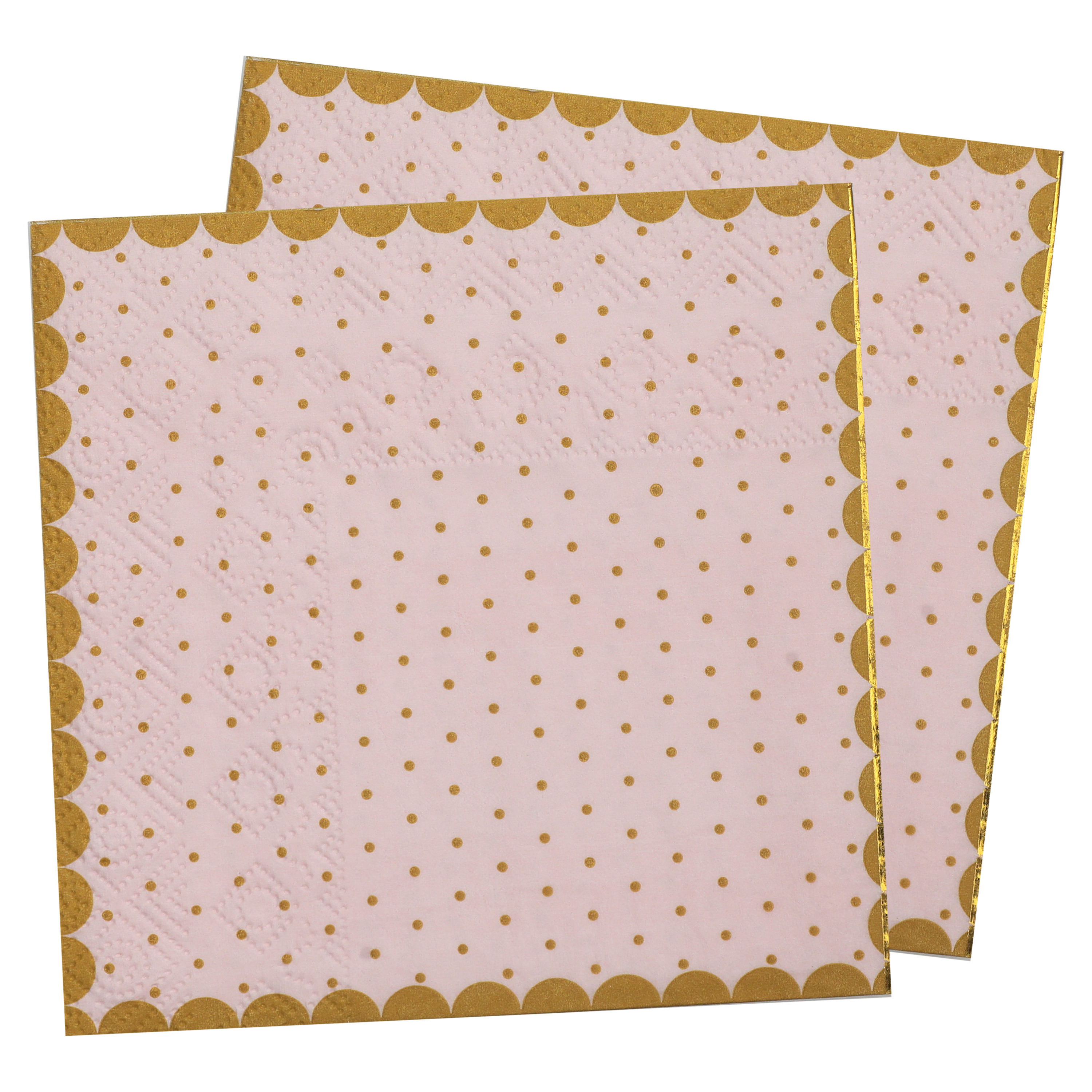 Santex feest servetten - stippen - 40x stuks - 25 x 25 cm - papier - roze/goud