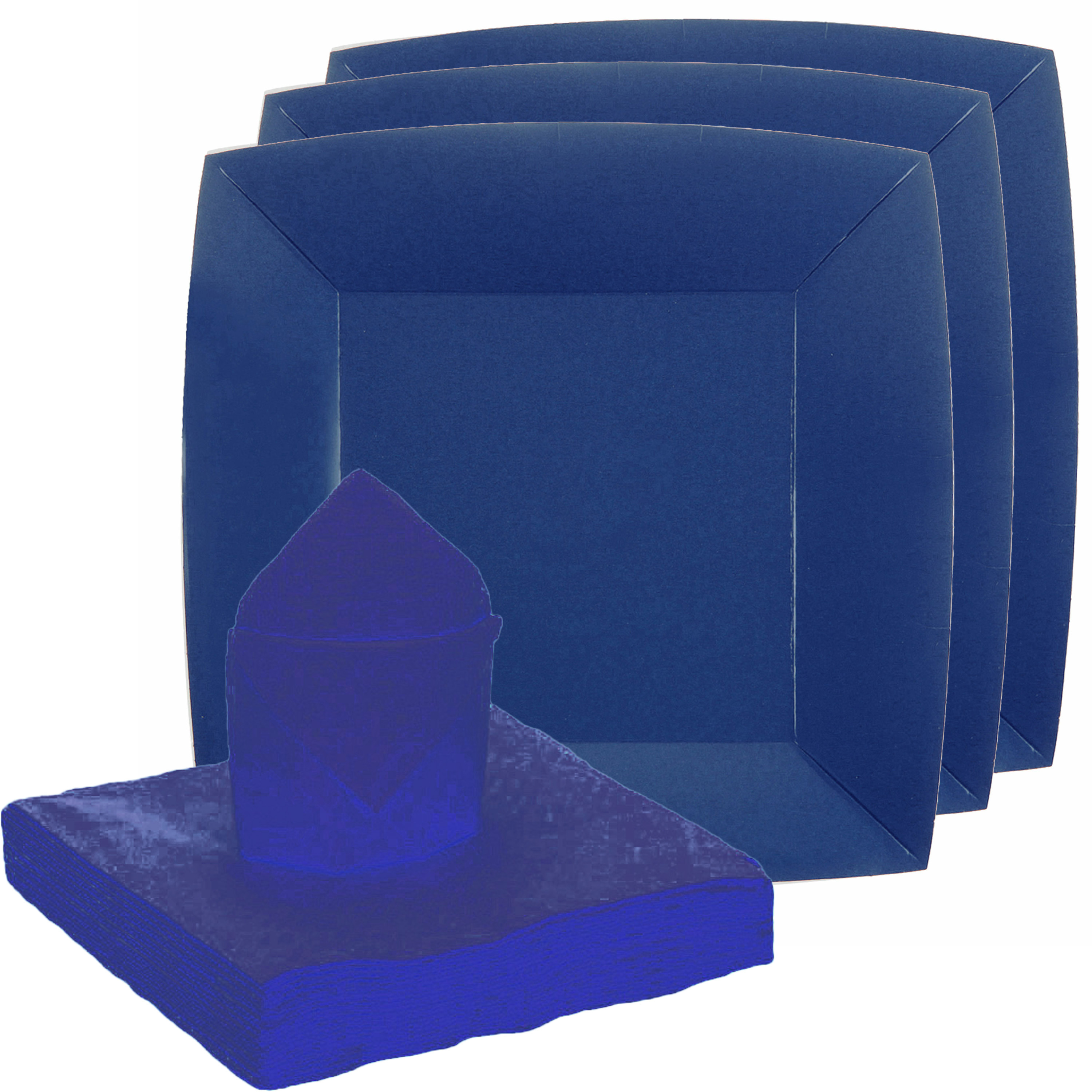 Santex servies set karton 10x bordjes-20x servetten kobalt blauw