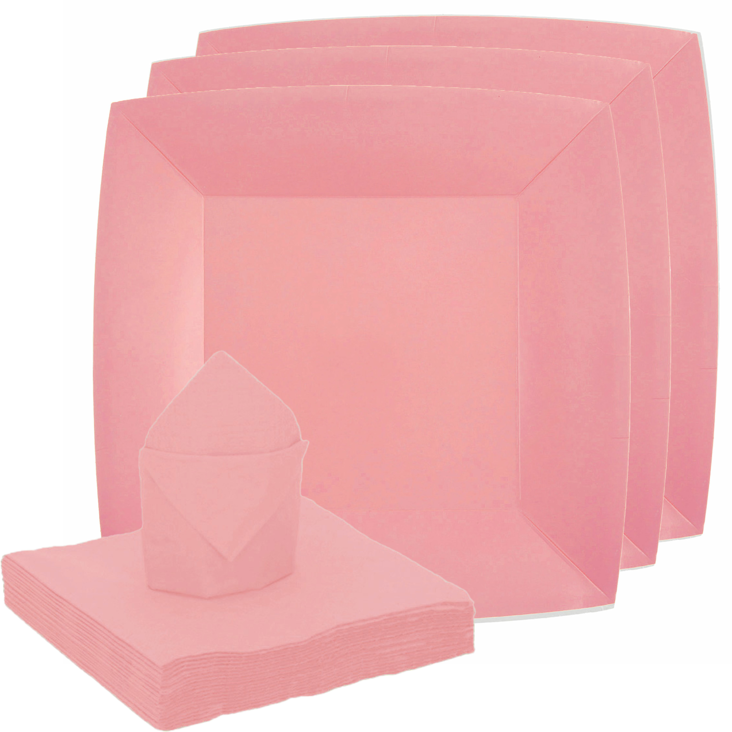 Santex servies set karton 10x bordjes-25x servetten roze