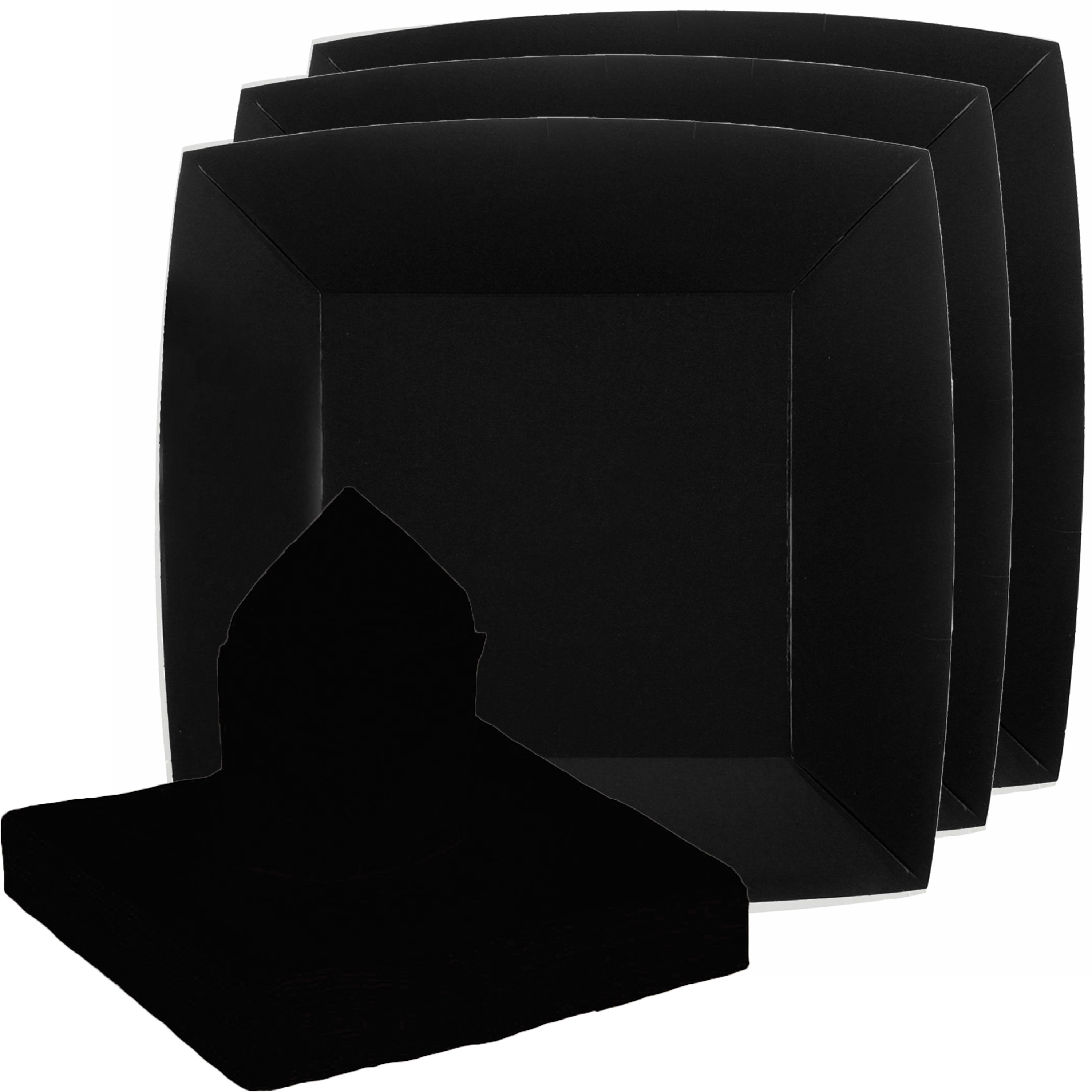 Santex servies set karton 10x bordjes-25x servetten zwart