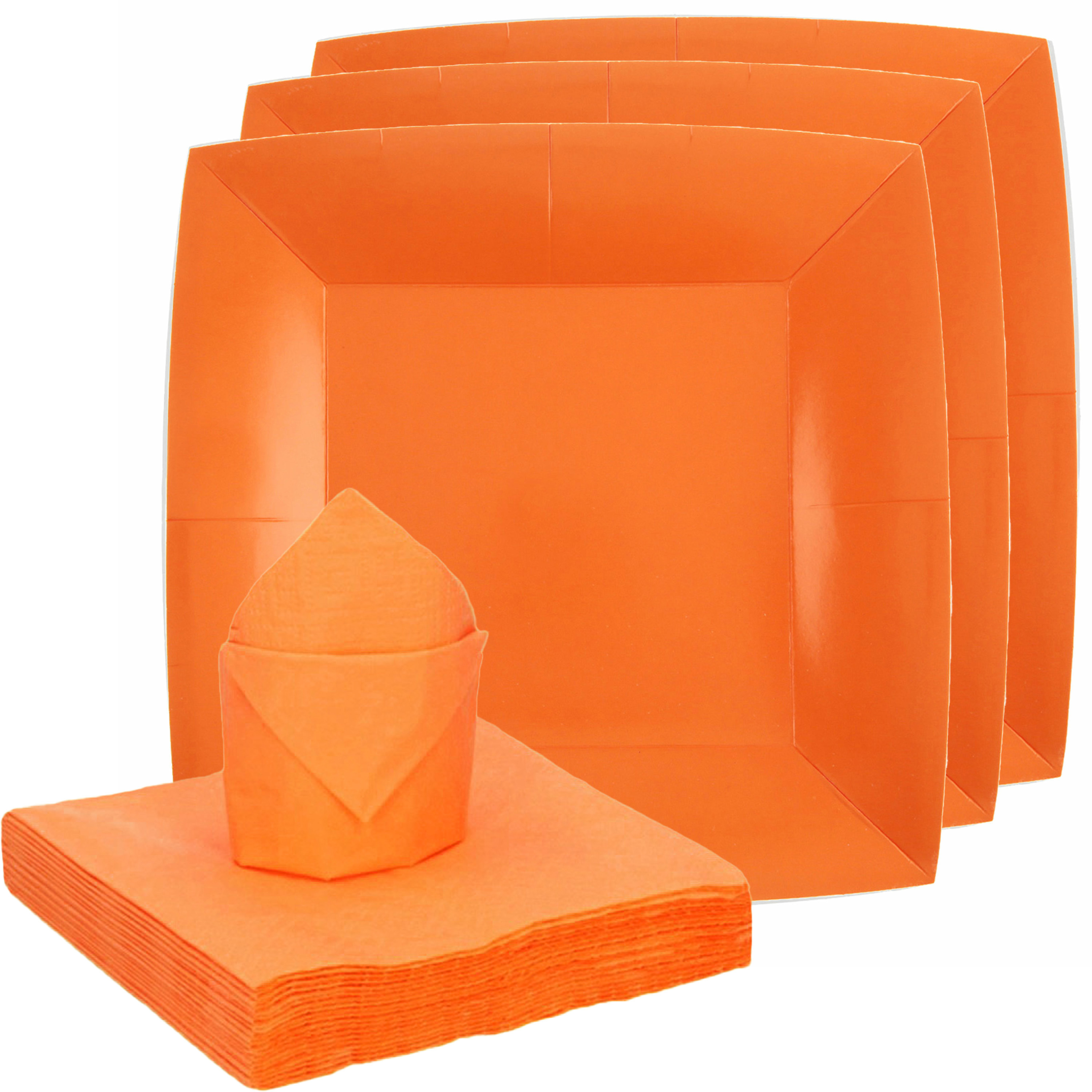 Santex servies set karton 20x bordjes-25x servetten oranje