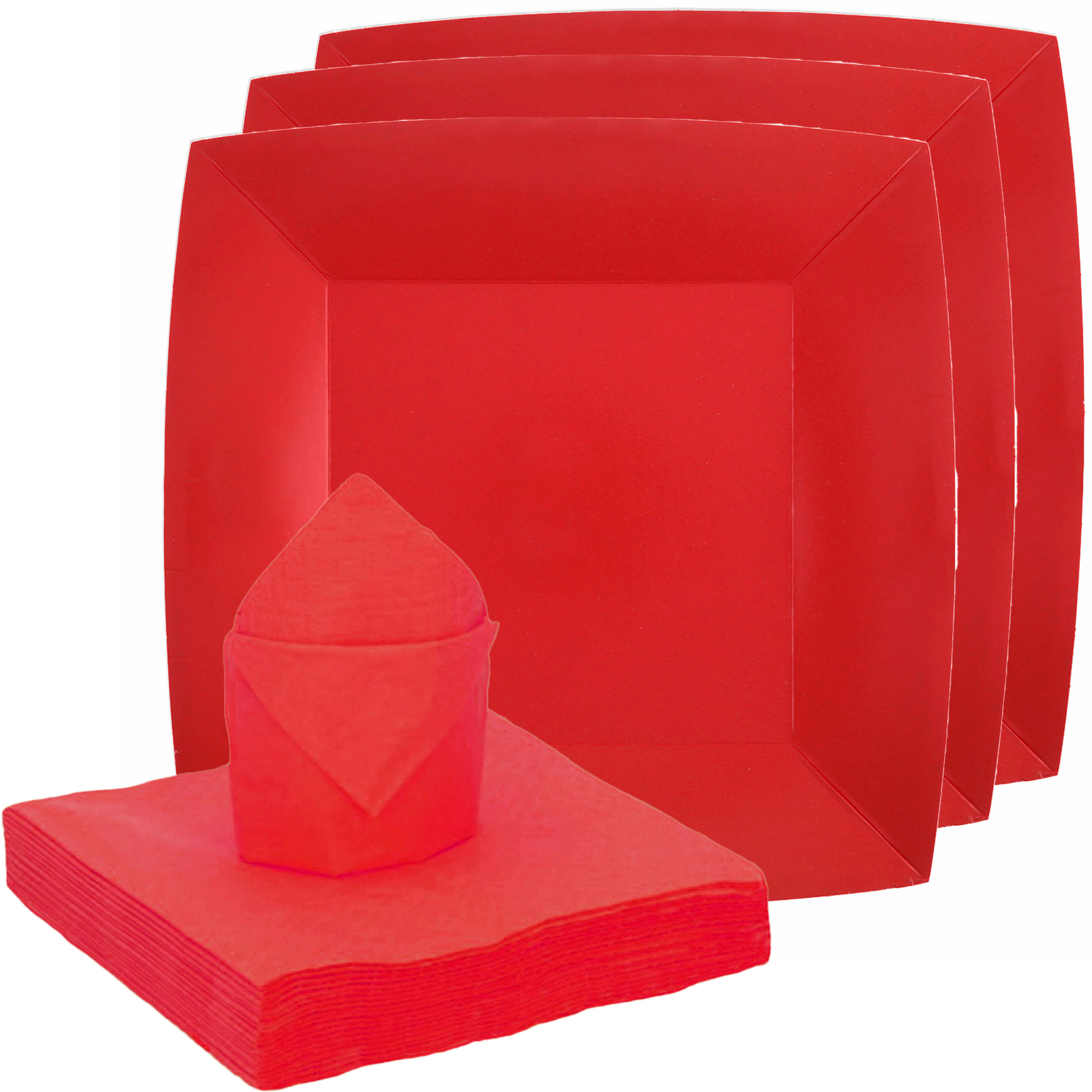 Santex servies set karton 20x bordjes-25x servetten rood