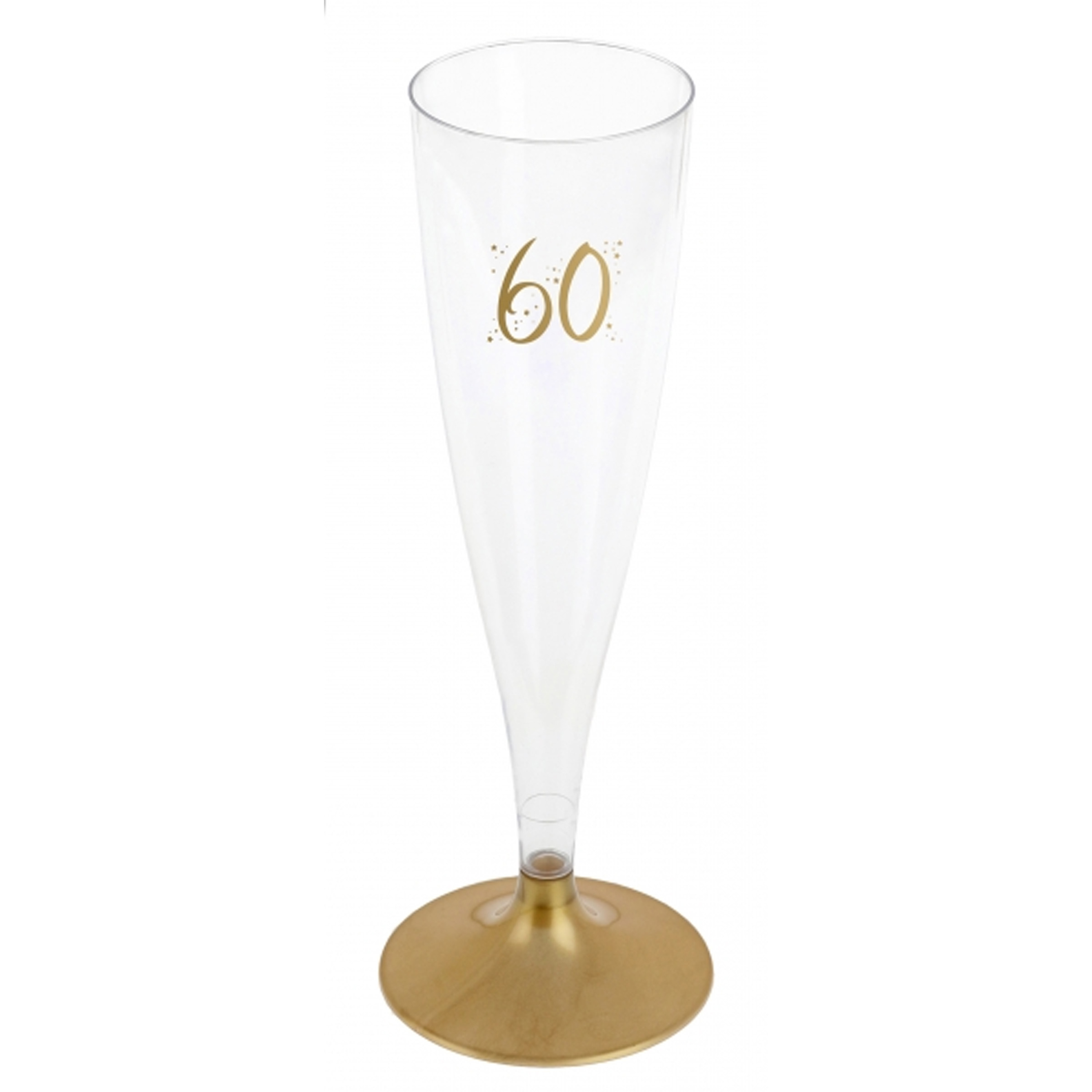 Santex Verjaardag feest champagneglazen leeftijd 6x 60 jaar goud kunststof