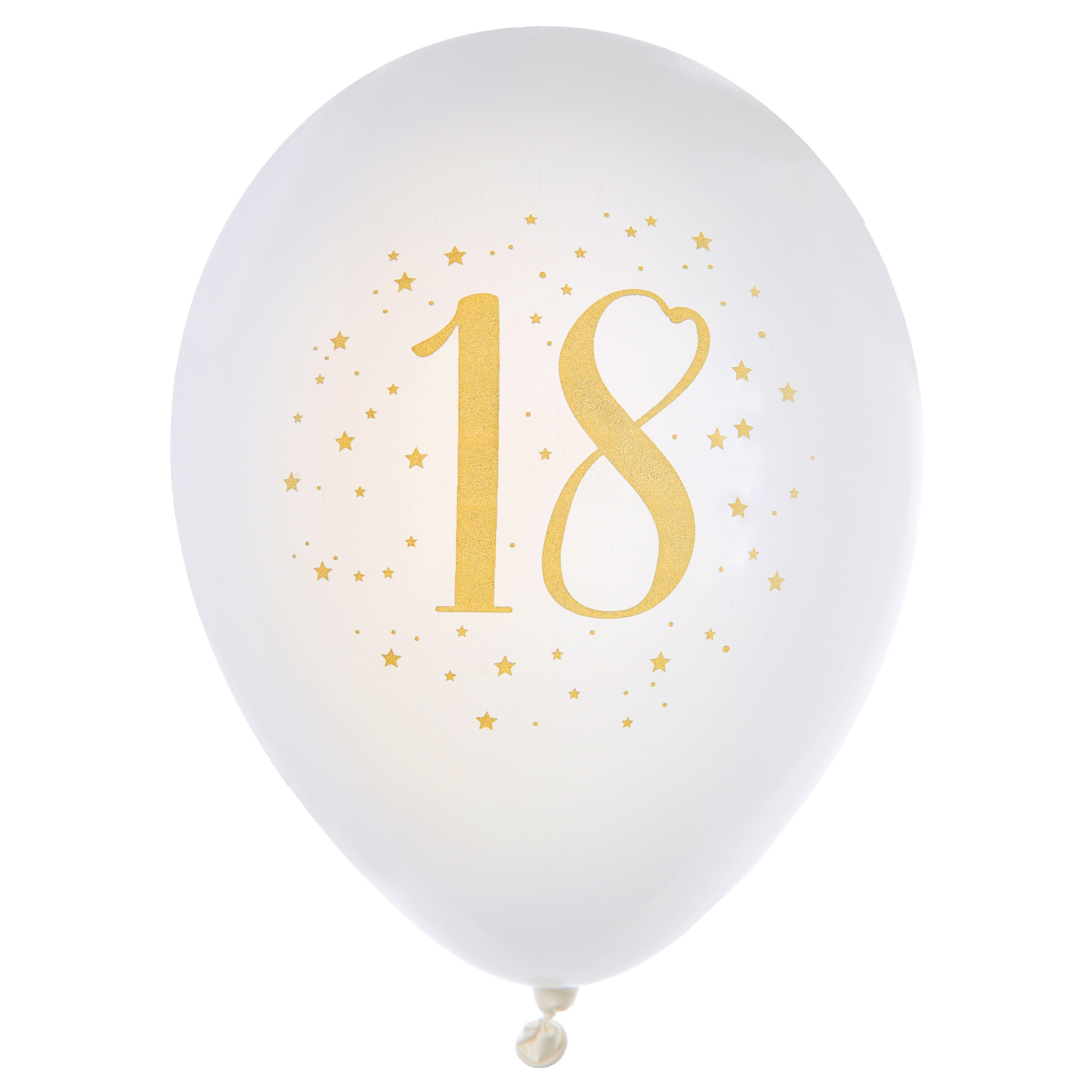 Santex verjaardag leeftijd ballonnen 18 jaar 8x stuks wit-goud 23 cm - Feestartikelen