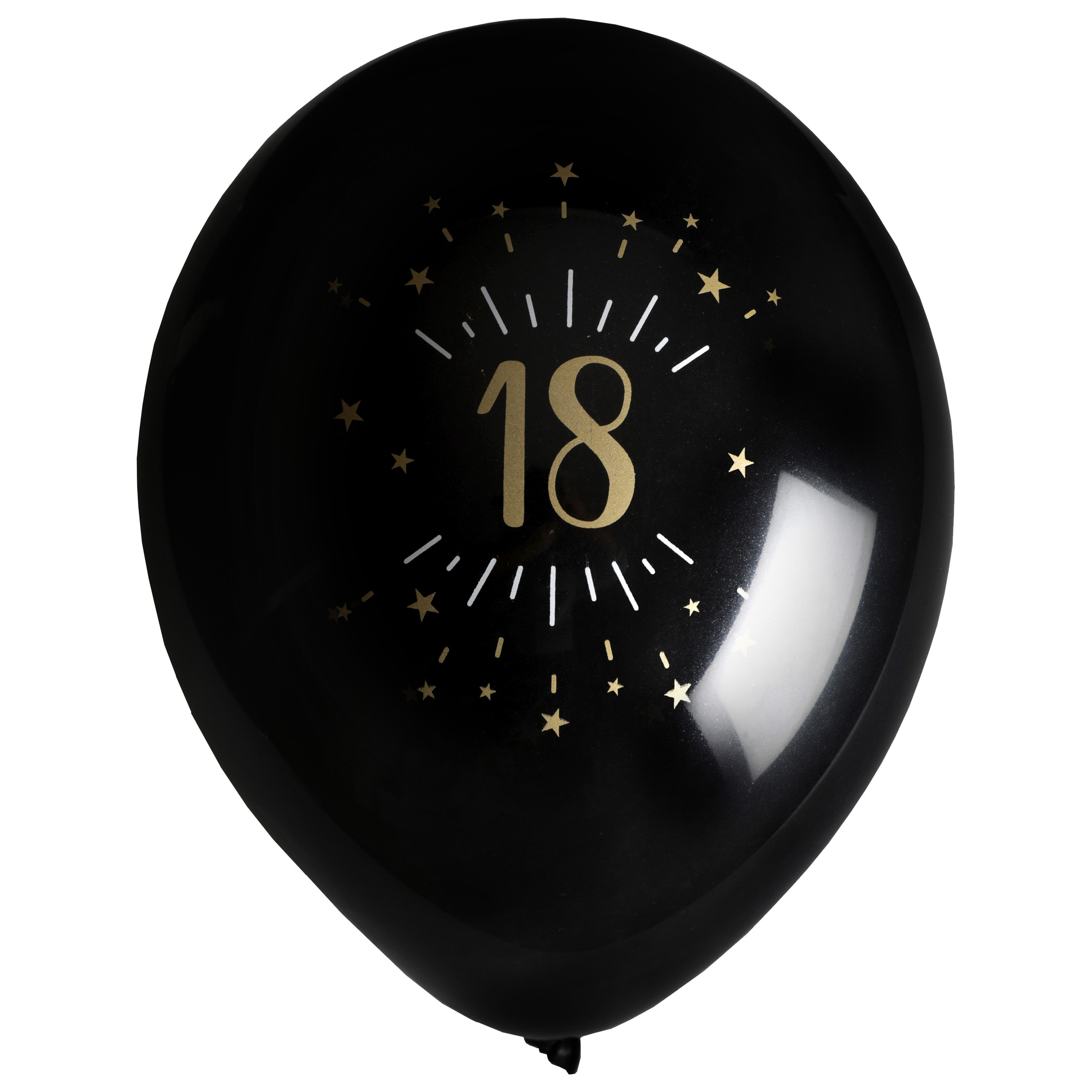 Santex verjaardag leeftijd ballonnen 18 jaar 8x stuks zwart-goud 23 cm Feestartikelen
