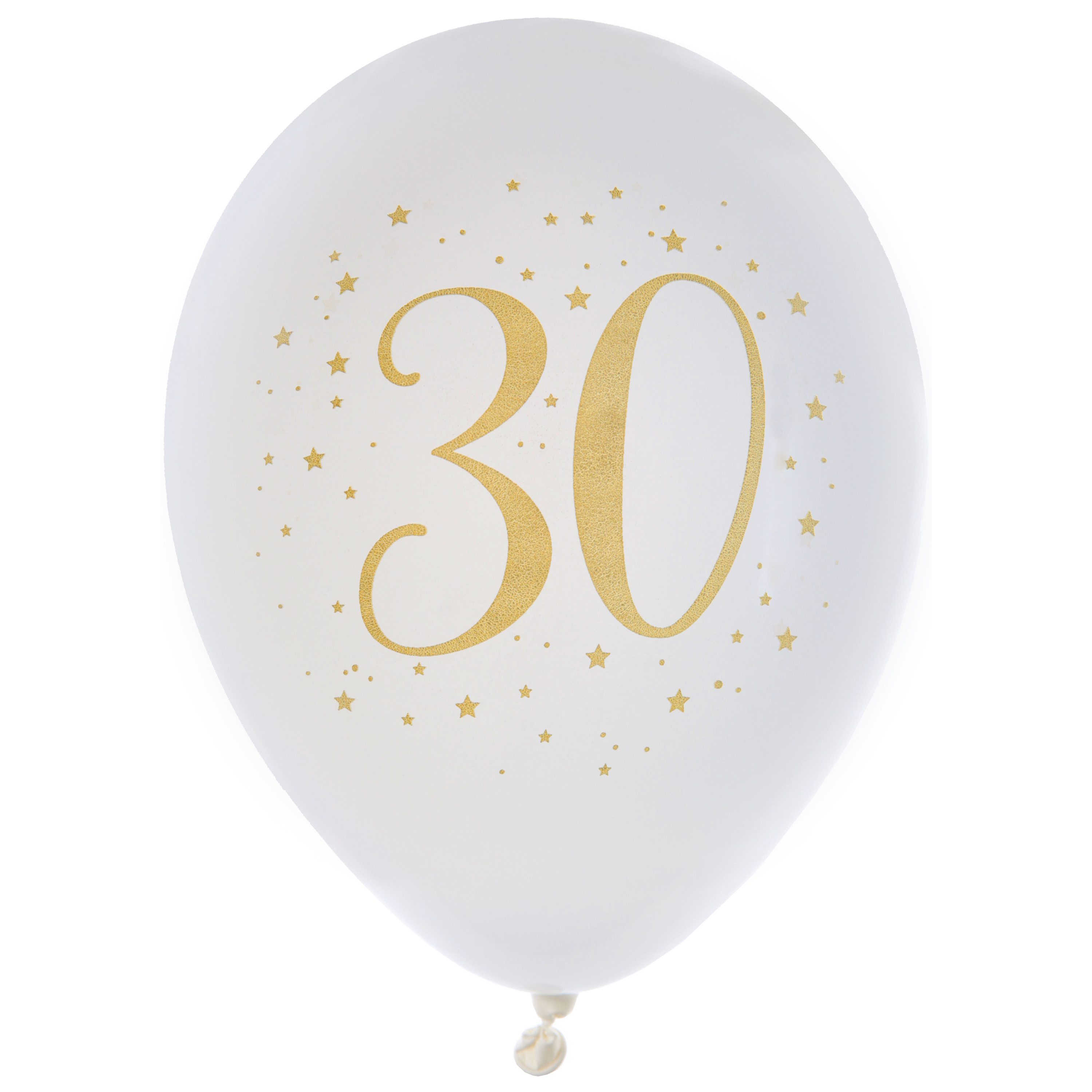 Santex verjaardag leeftijd ballonnen 30 jaar 8x stuks wit-goud 23 cm Feestartikelen