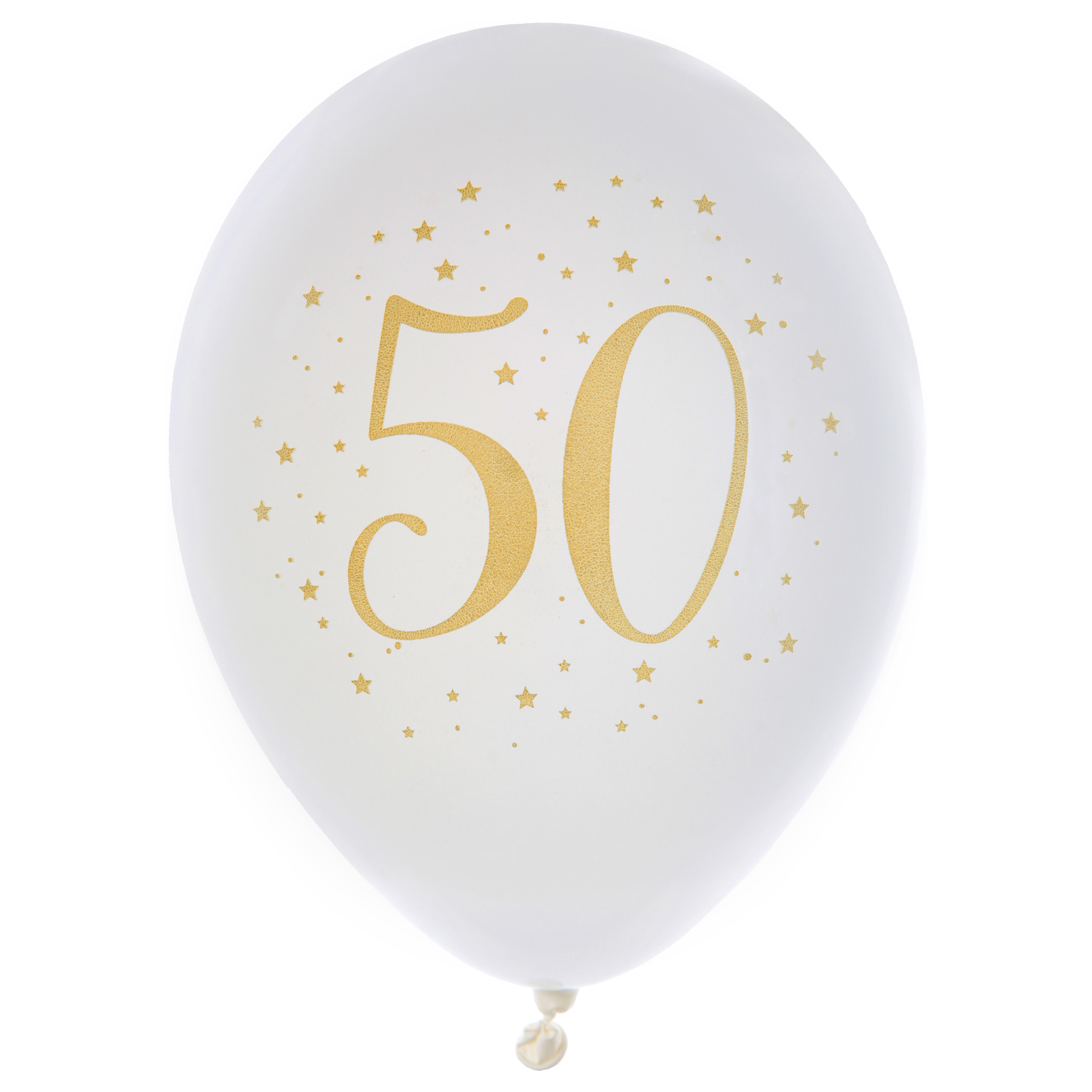 Santex verjaardag leeftijd ballonnen 50 jaar 8x stuks wit-goud 23 cm Abraham-Sarah