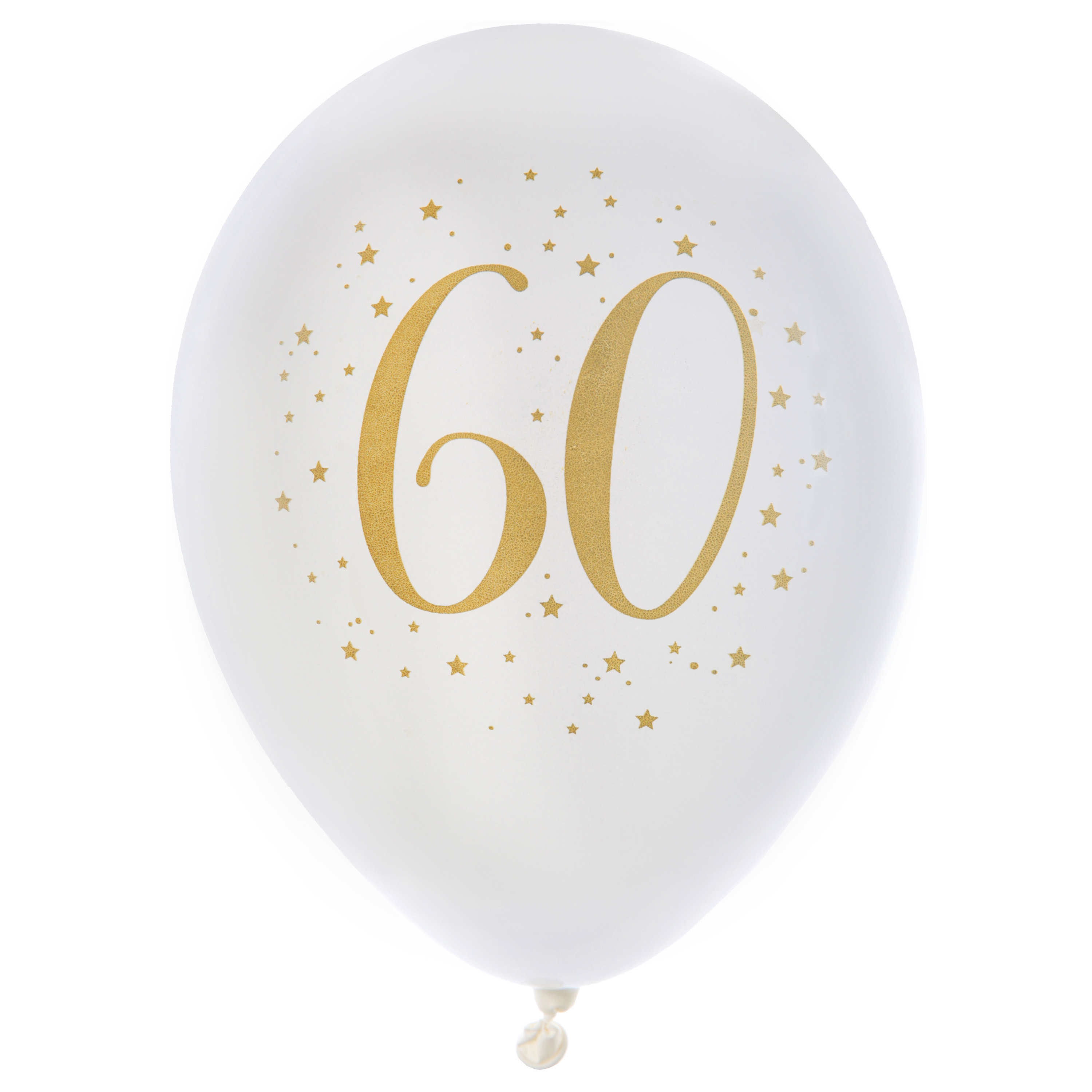 Santex verjaardag leeftijd ballonnen 60 jaar 8x stuks wit-goud 23 cm Feestartikelen