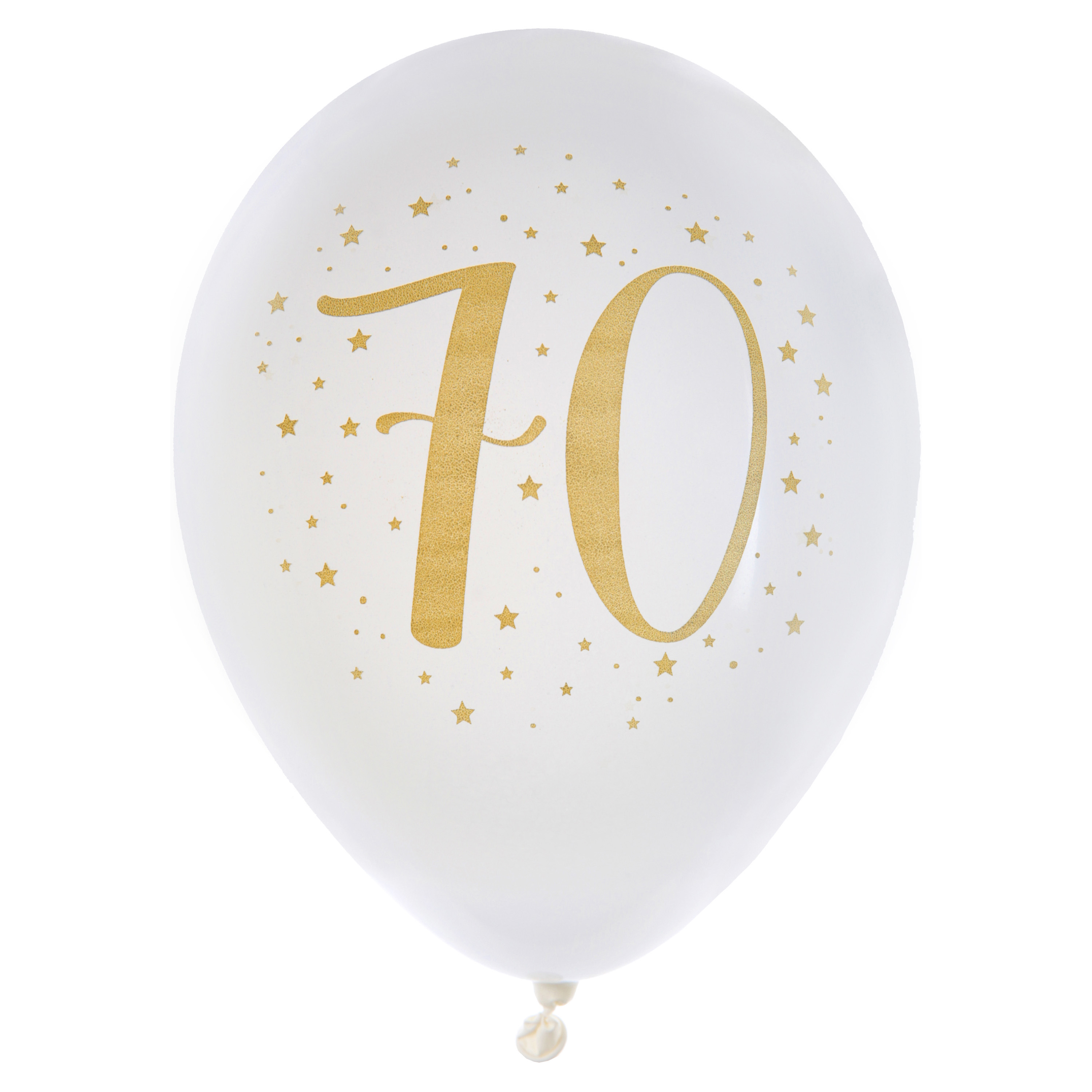 Santex verjaardag leeftijd ballonnen 70 jaar 8x stuks wit-goud 23 cm Feestartikelen