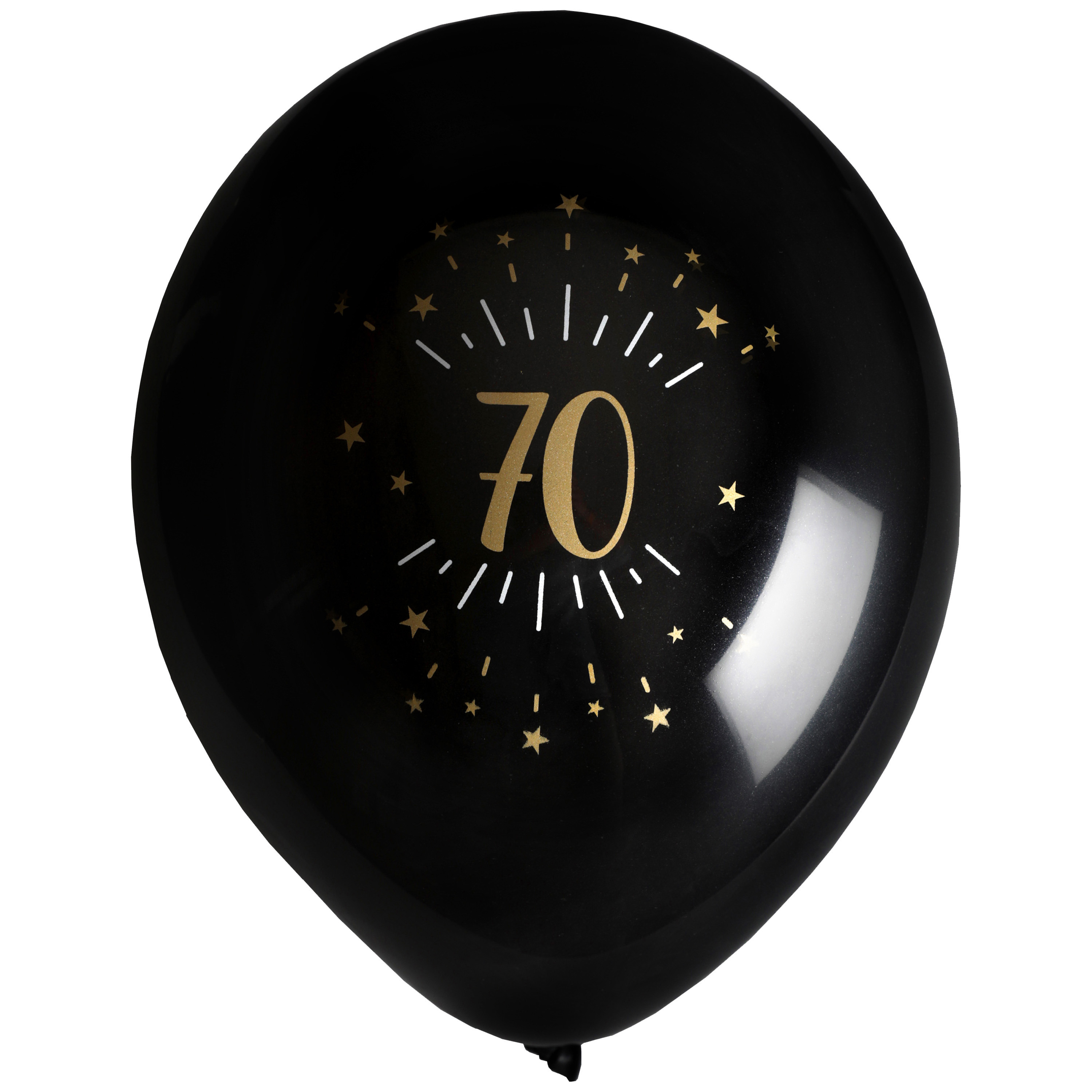 Santex verjaardag leeftijd ballonnen 70 jaar 8x stuks zwart-goud 23 cm Feestartikelen