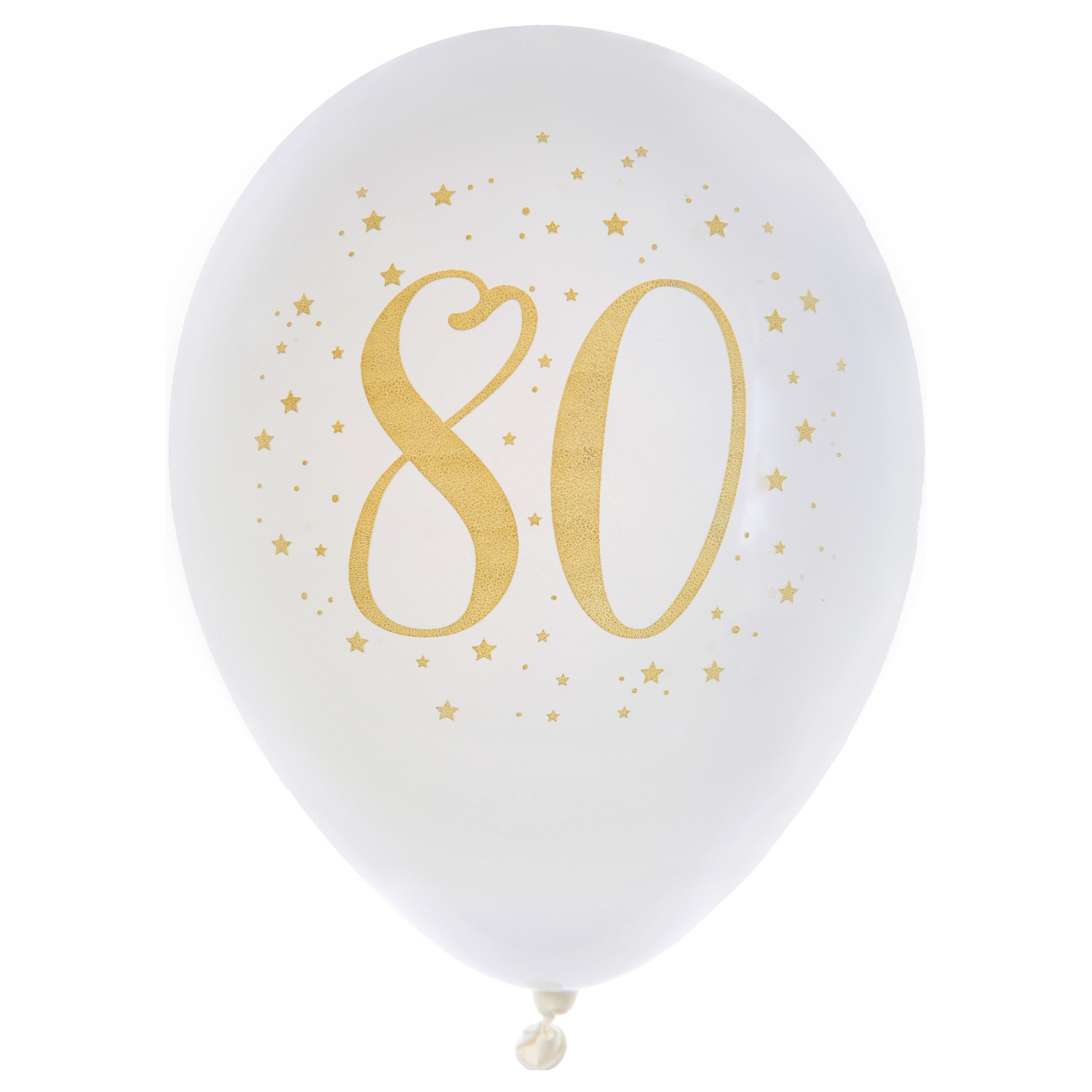 Santex verjaardag leeftijd ballonnen 80 jaar 8x stuks wit-goud 23 cm Feestartikelen