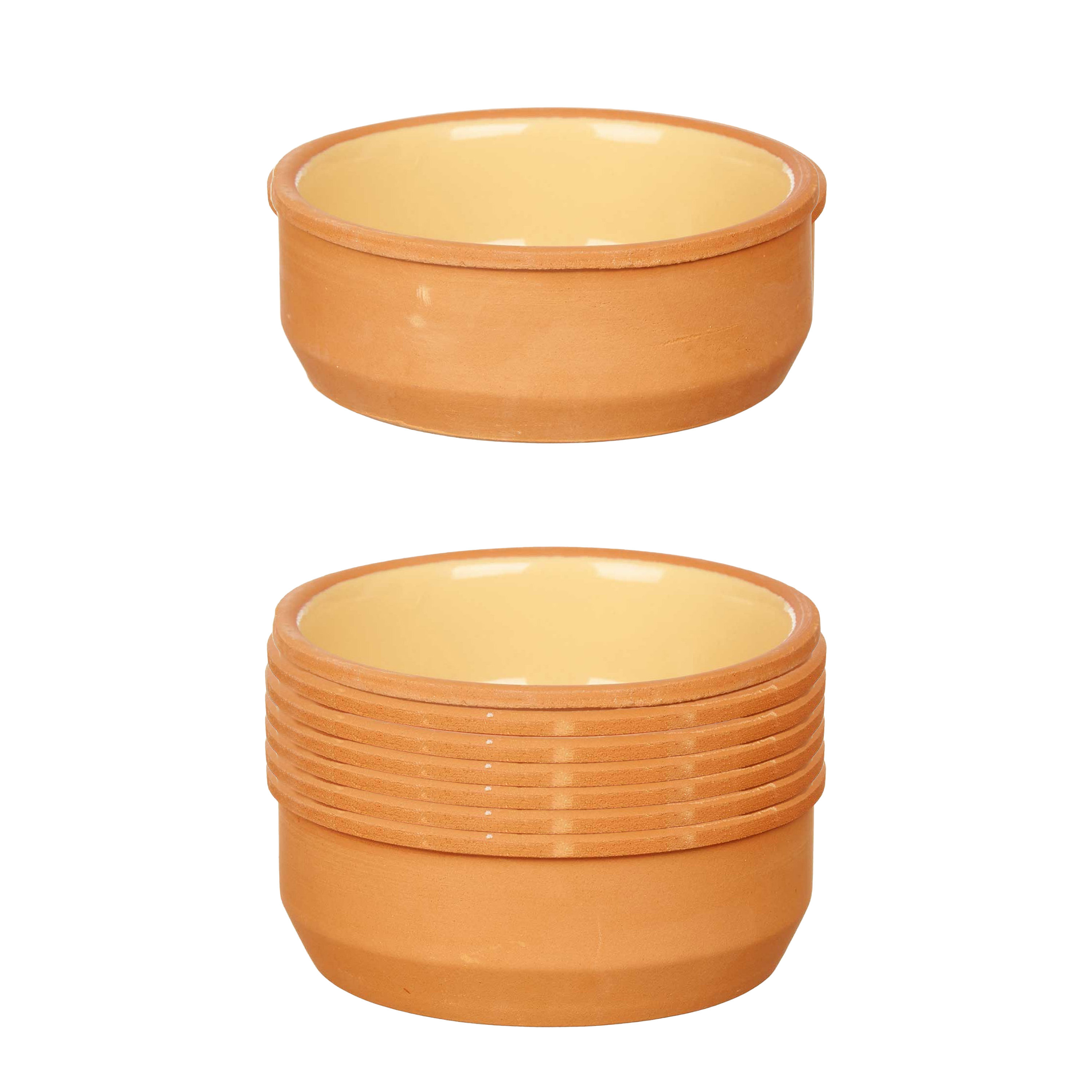 Set 12x tapas-creme brulee serveer schaaltjes terracotta-geel 12x4 cm