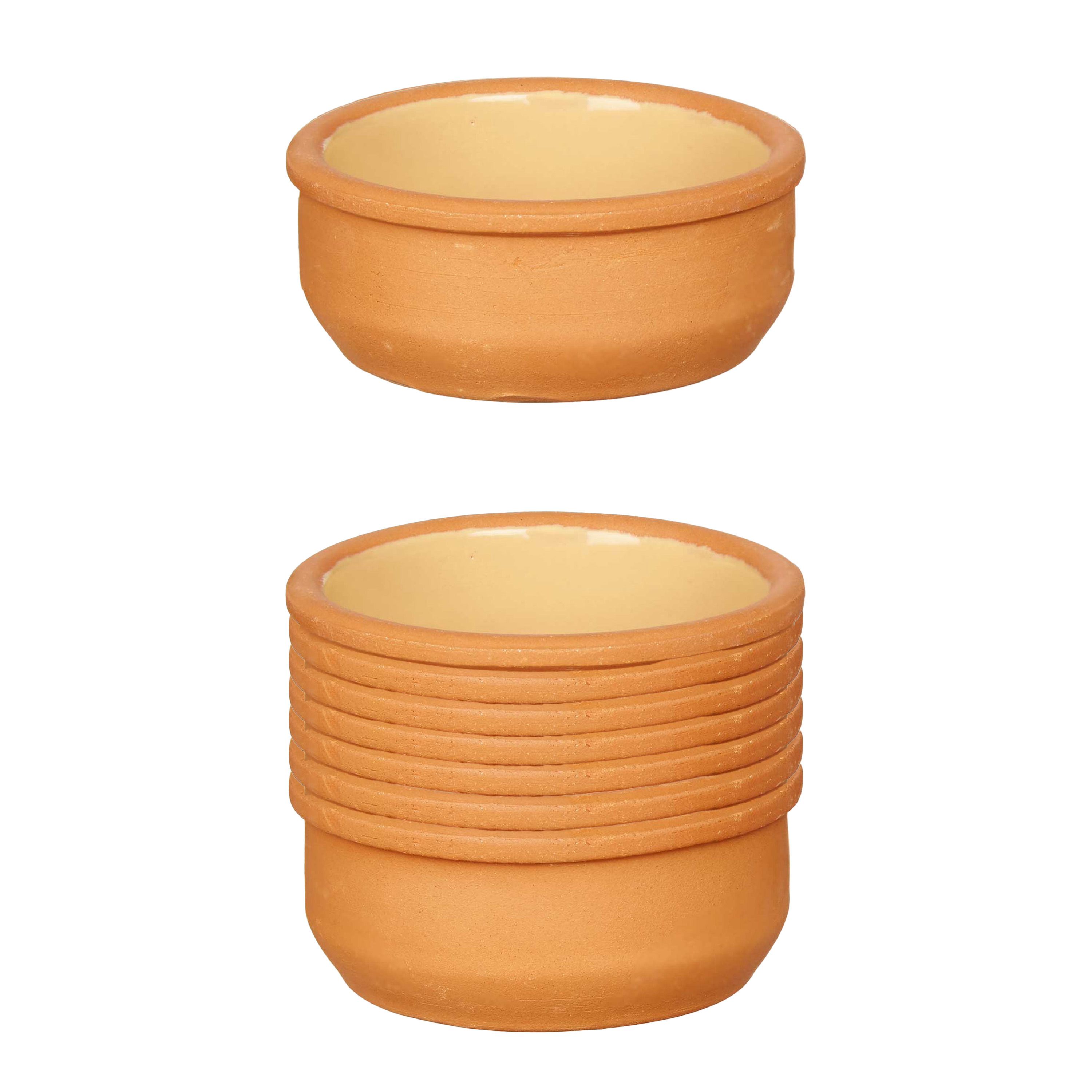 Set 12x tapas-creme brulee serveer schaaltjes terracotta-geel 8x4 cm