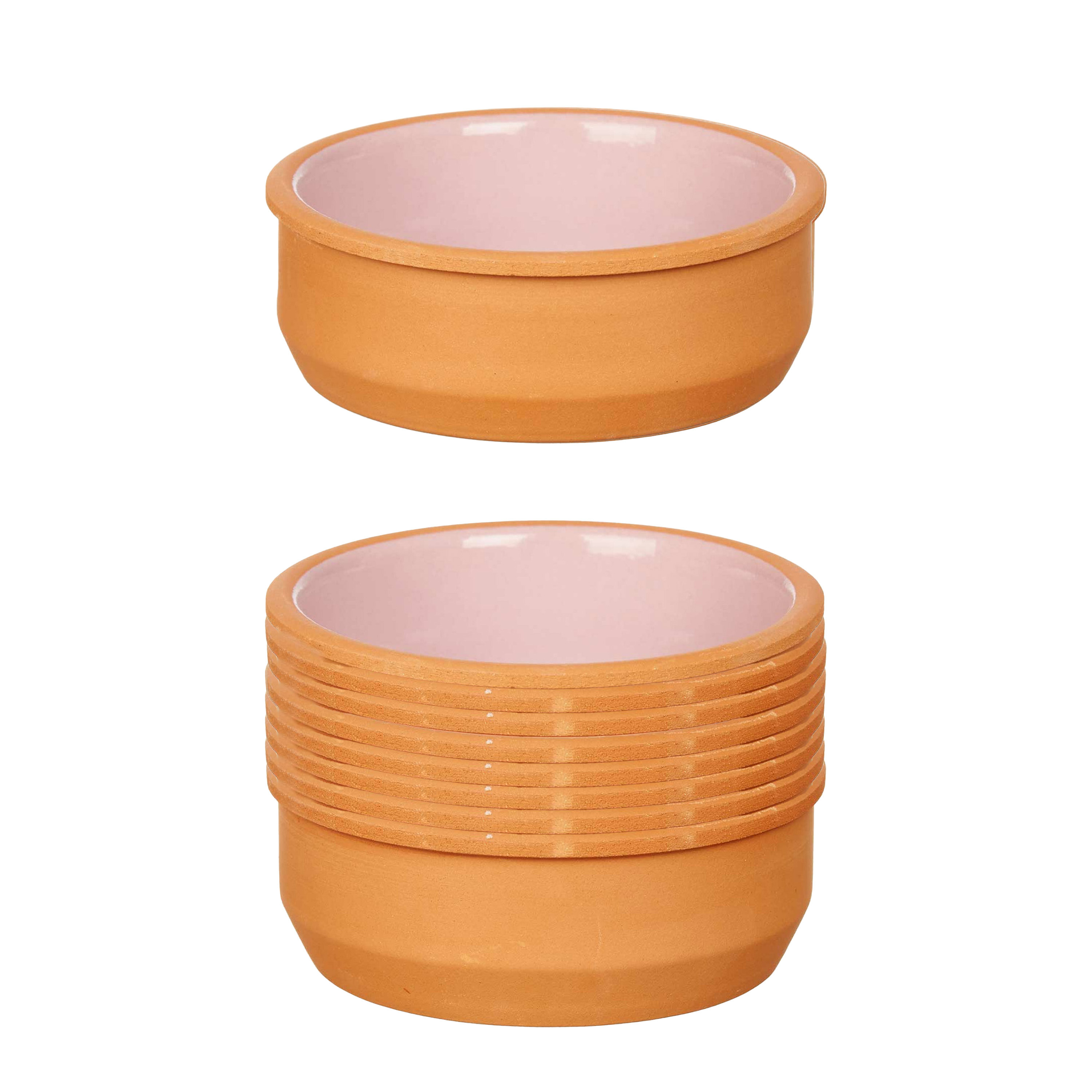 Set 12x tapas-creme brulee serveer schaaltjes terracotta-roze 12x4 cm