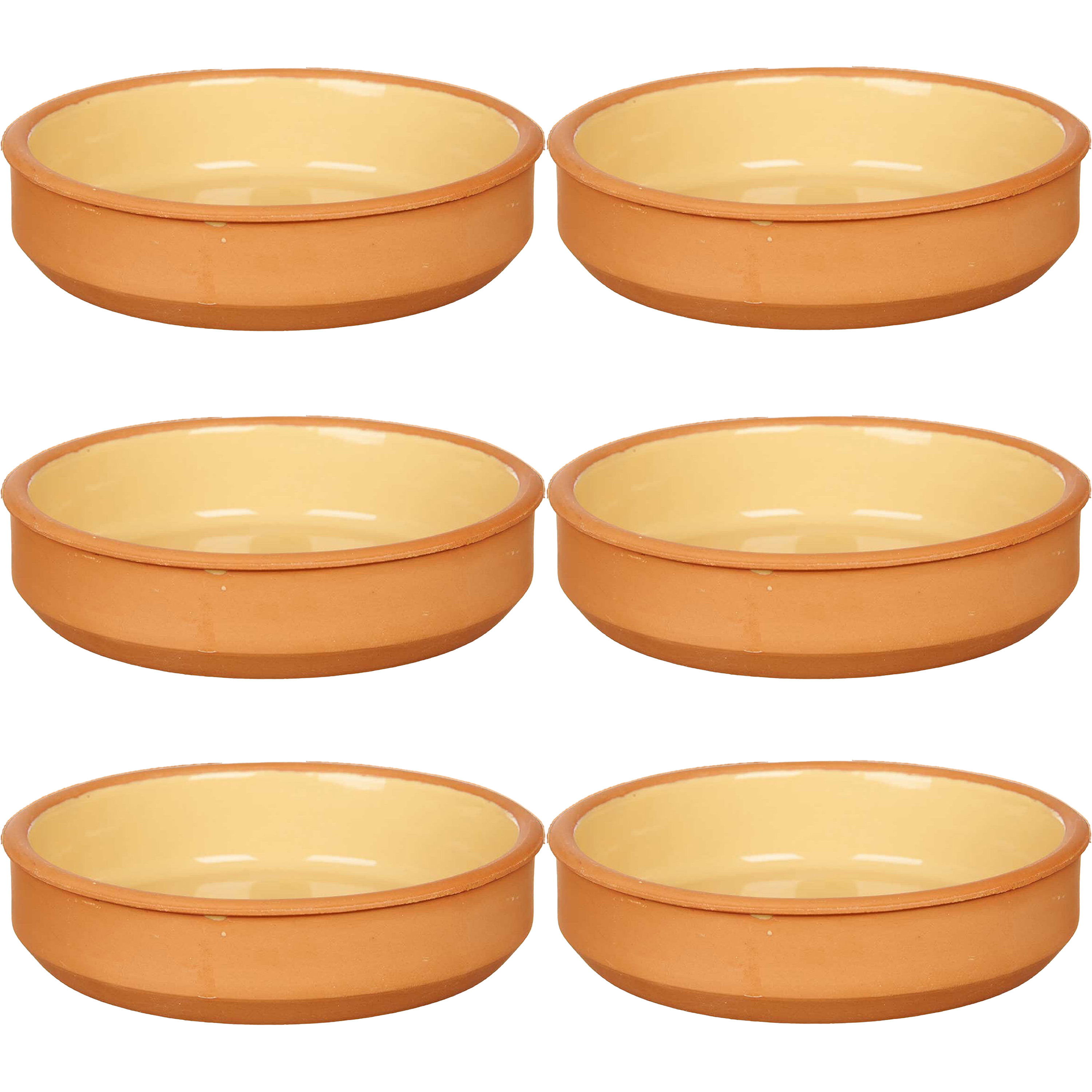 Set 16x tapas-creme brulee serveer schaaltjes terracotta-geel 16x4 cm