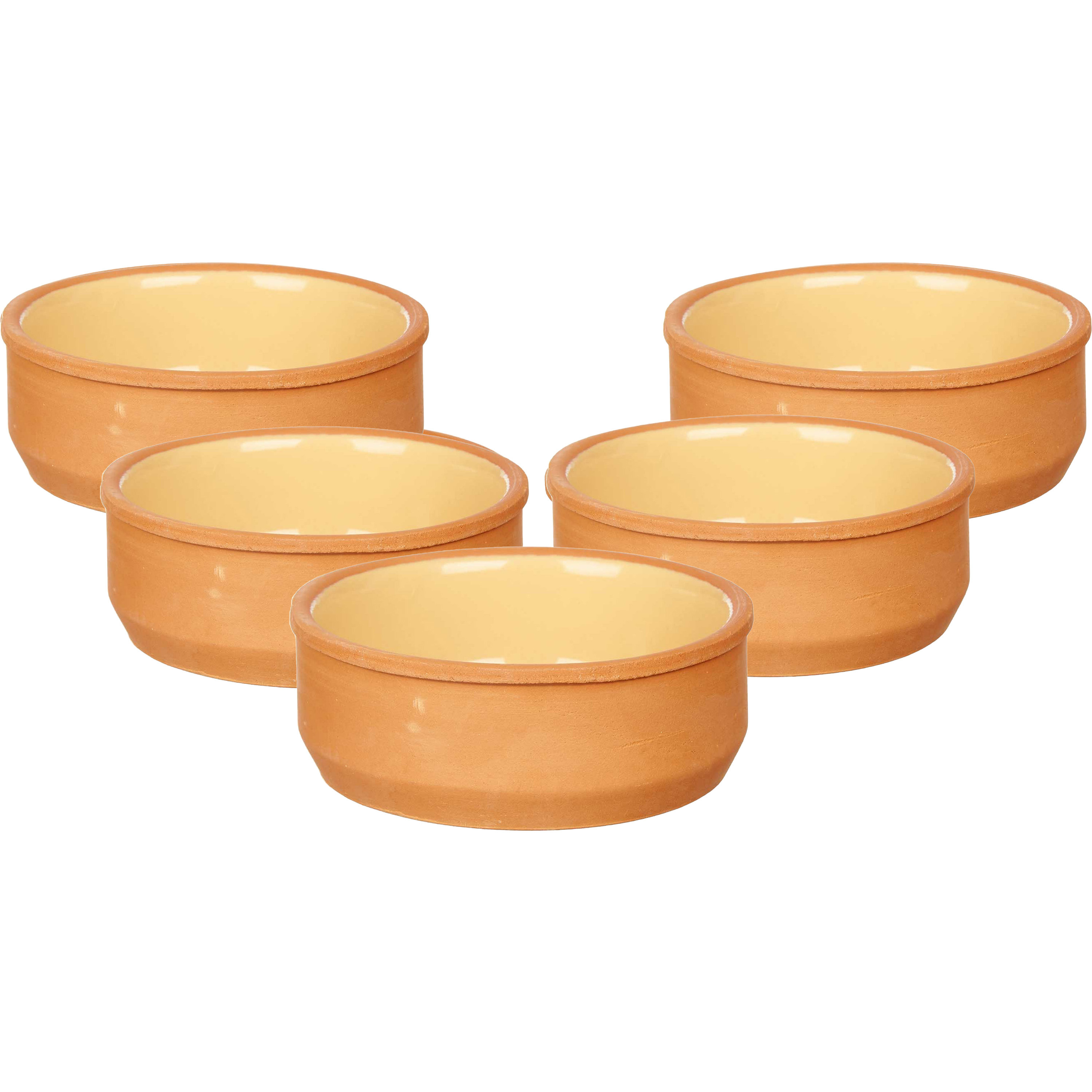 Set 18x tapas-creme brulee serveer schaaltjes terracotta-geel 12x4 cm