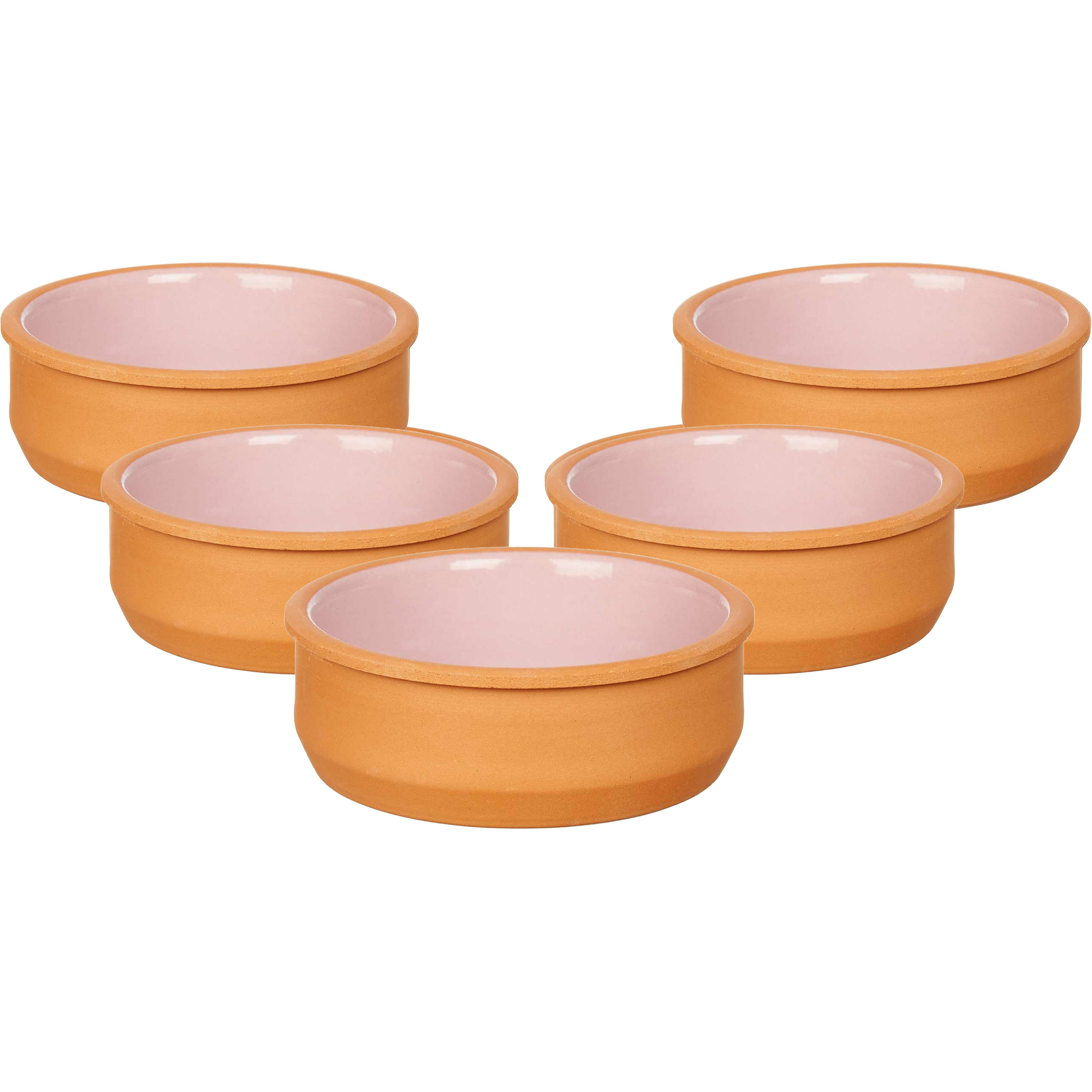 Set 18x tapas-creme brulee serveer schaaltjes terracotta-roze 12x4 cm