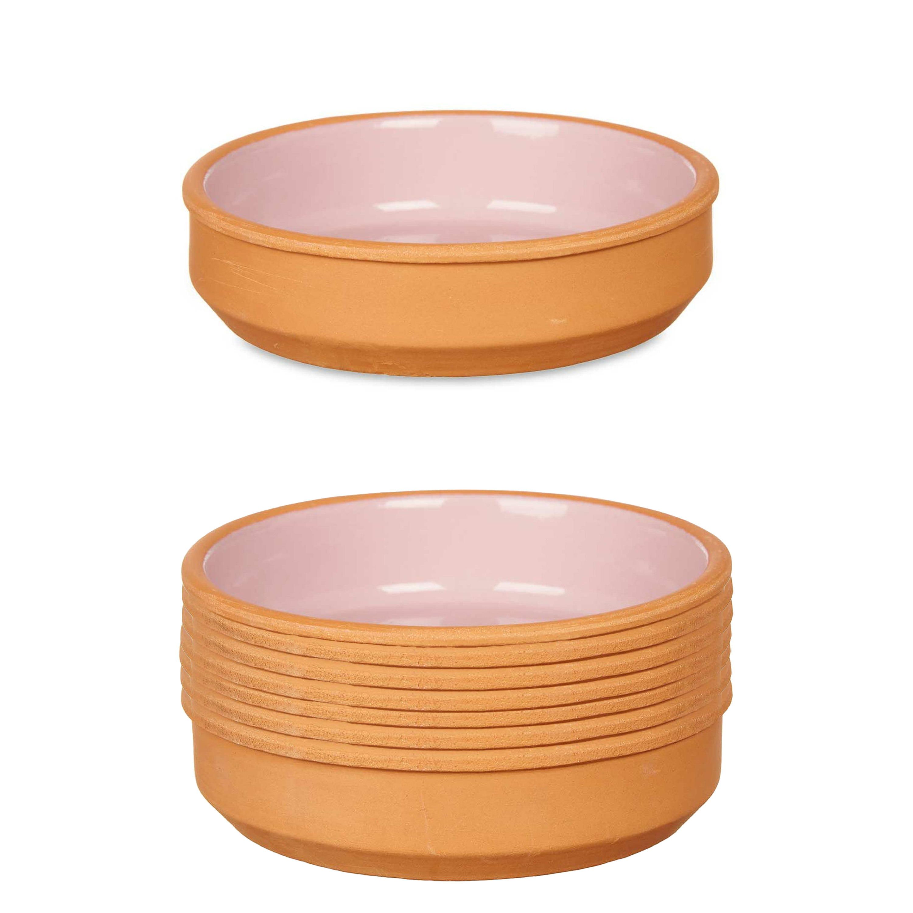 Set 8x tapas-creme brulee serveer schaaltjes terracotta-roze 16x4 cm