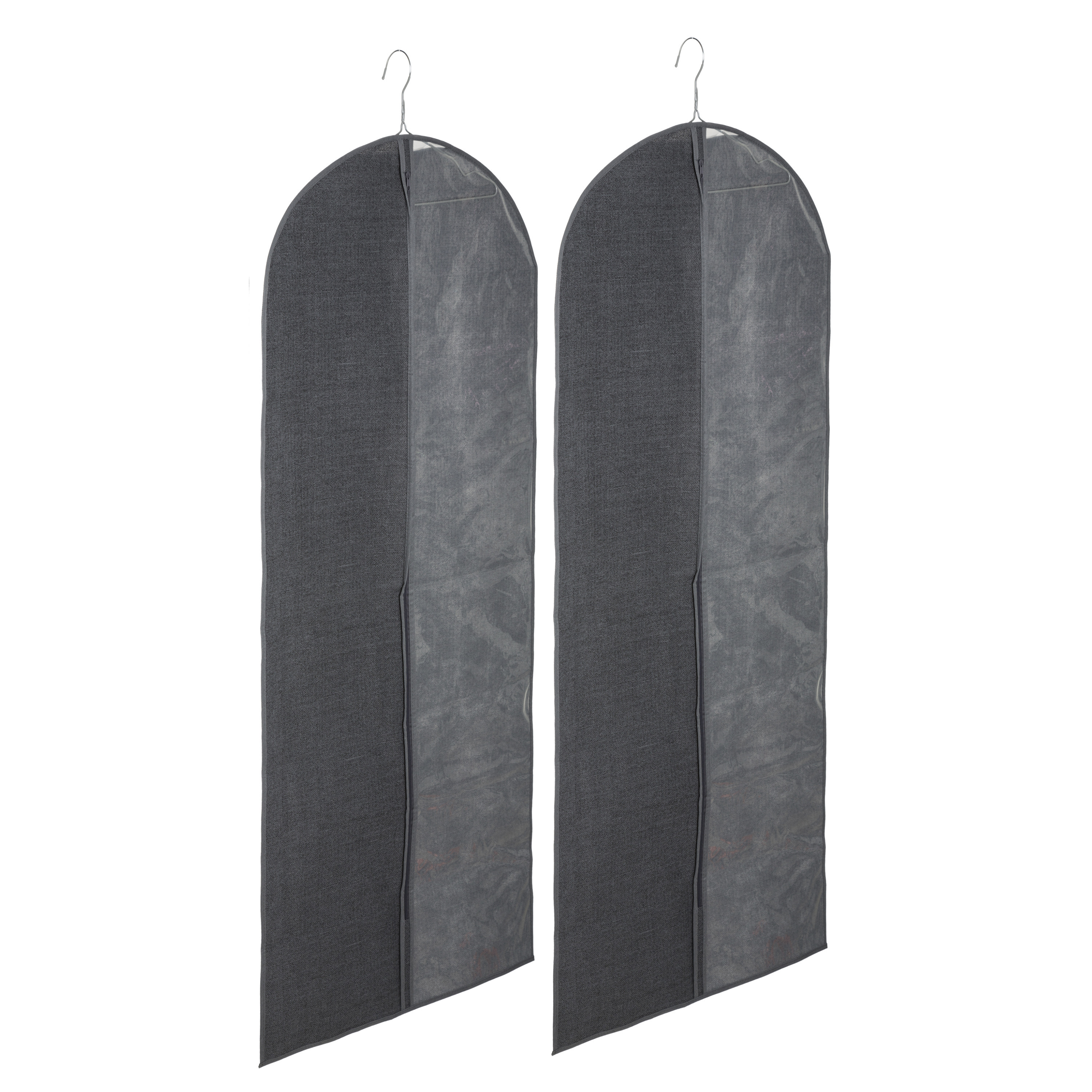 Set van 10x stuks kleding-beschermhoes linnen grijs 130 cm inclusief kledinghangers