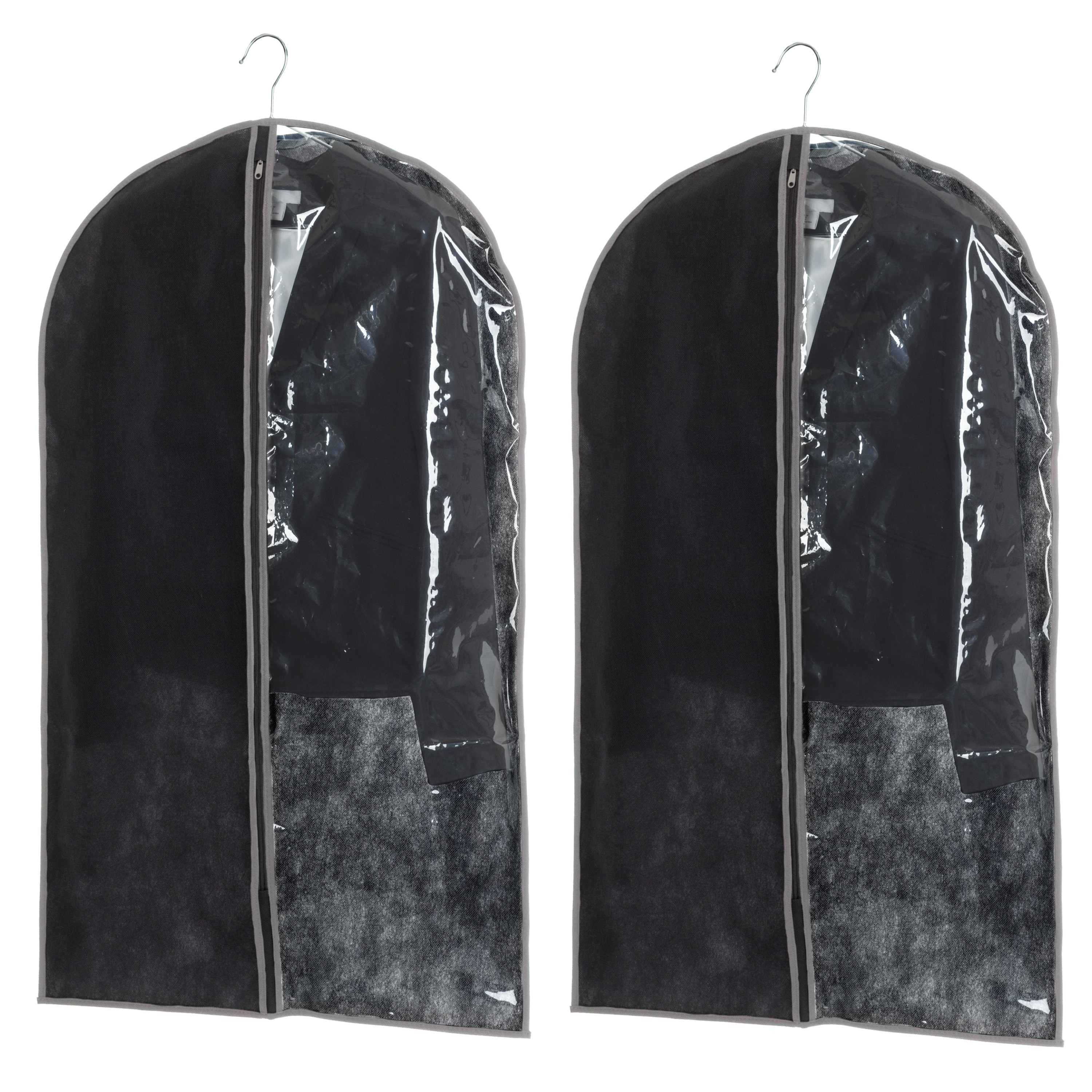Set van 10x stuks kleding-beschermhoes zwart 100 cm inclusief kledinghangers