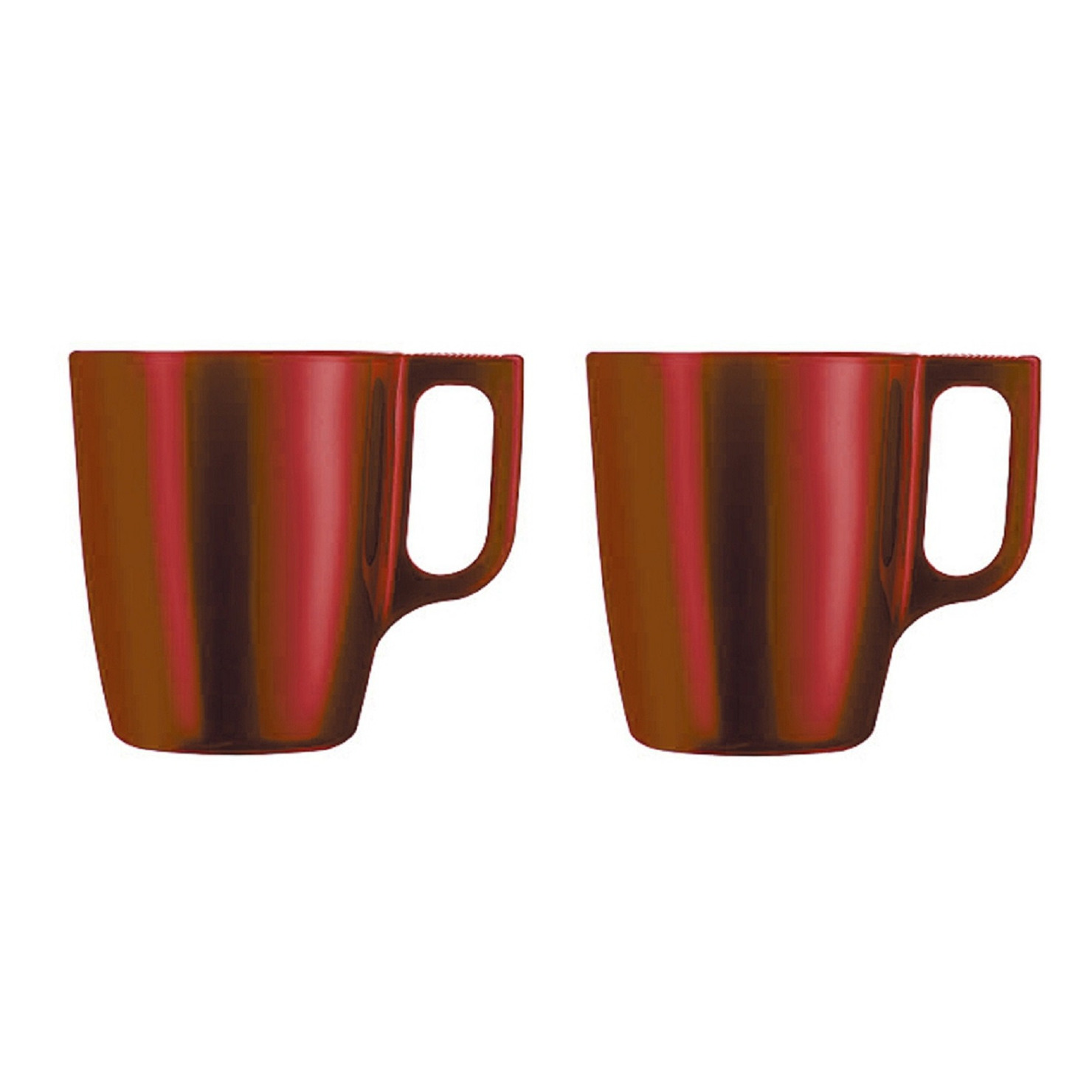 Set van 10x stuks koffie mokken-bekers metallic rood 250 ml