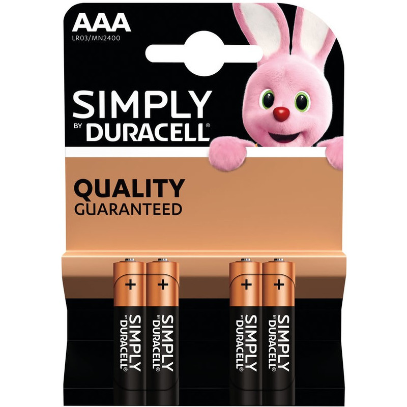 Set van 12x Duracell AAA Simply alkaline batterijen LR03 MN2400 1.5 V