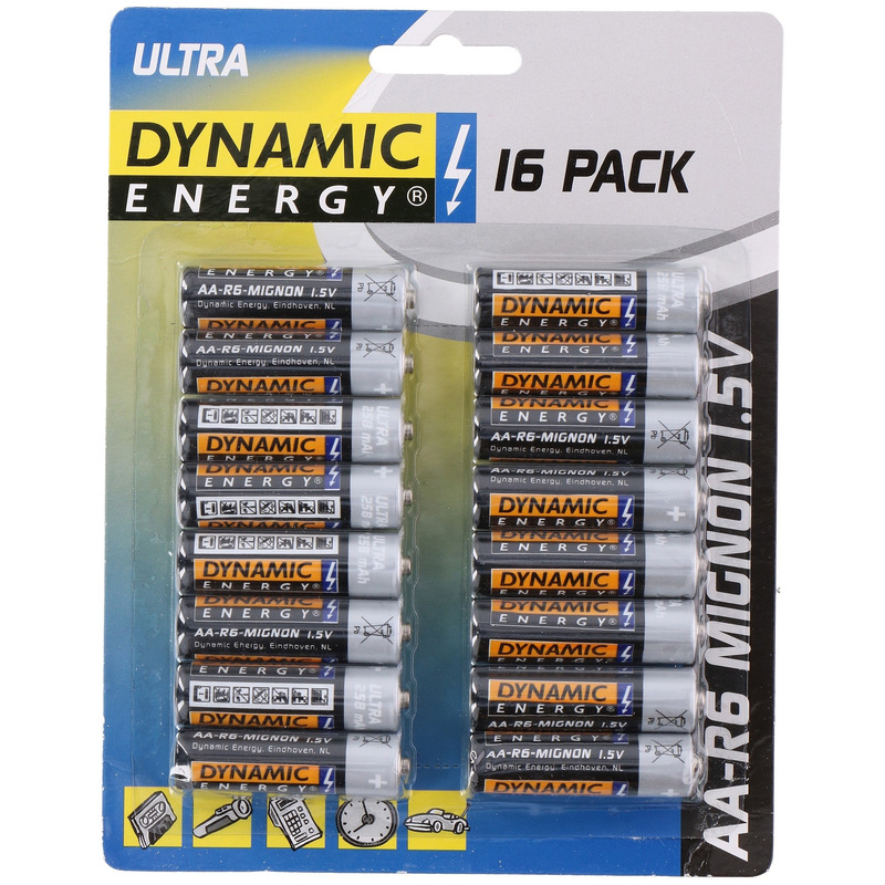 Set van 16 Dynamic Energy AA batterijen 1.5 V