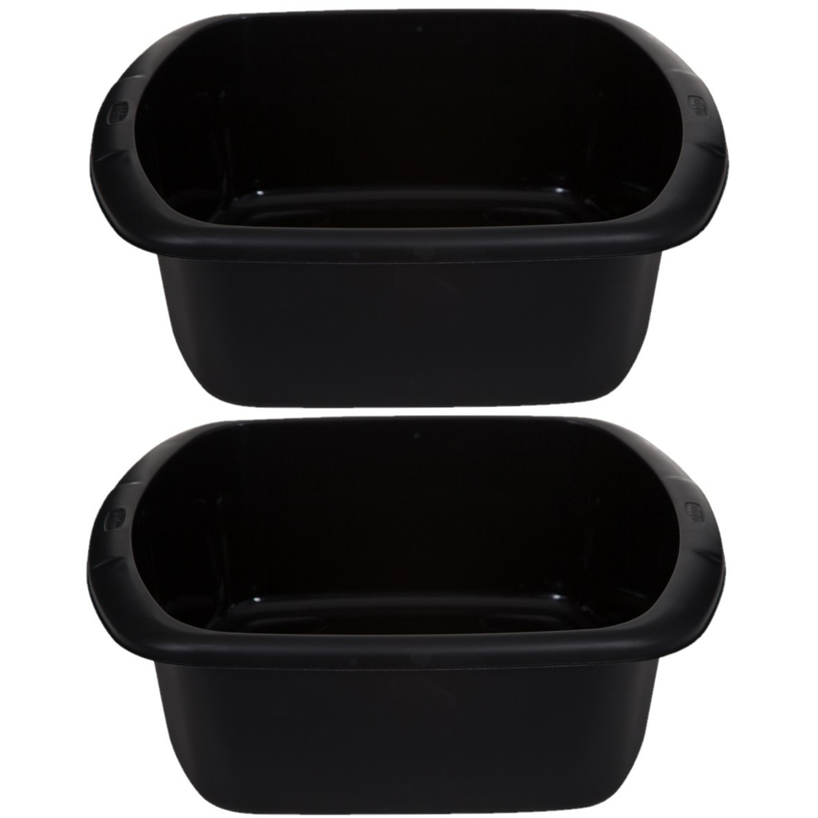Set van 2x afwasteil-afwasbak 7 liter zwart 32 x 28 x 13 cm