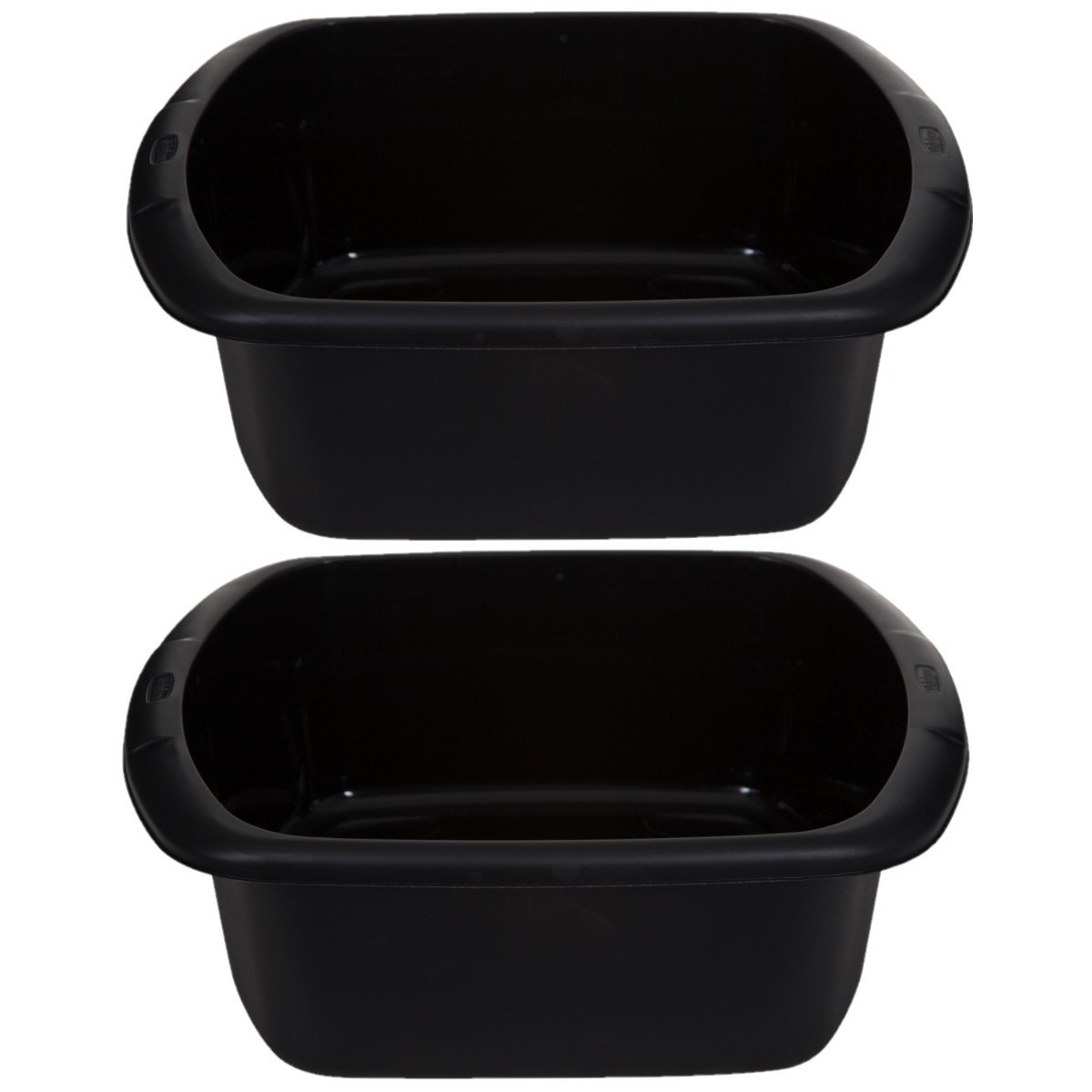 Set van 2x afwasteil-afwasbak 9 liter zwart 38 x 32 x 13 cm