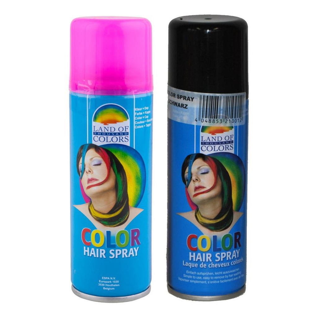 Set van 2x kleuren haarverf-haarspray van 111 ml Zwart en Fluor Roze