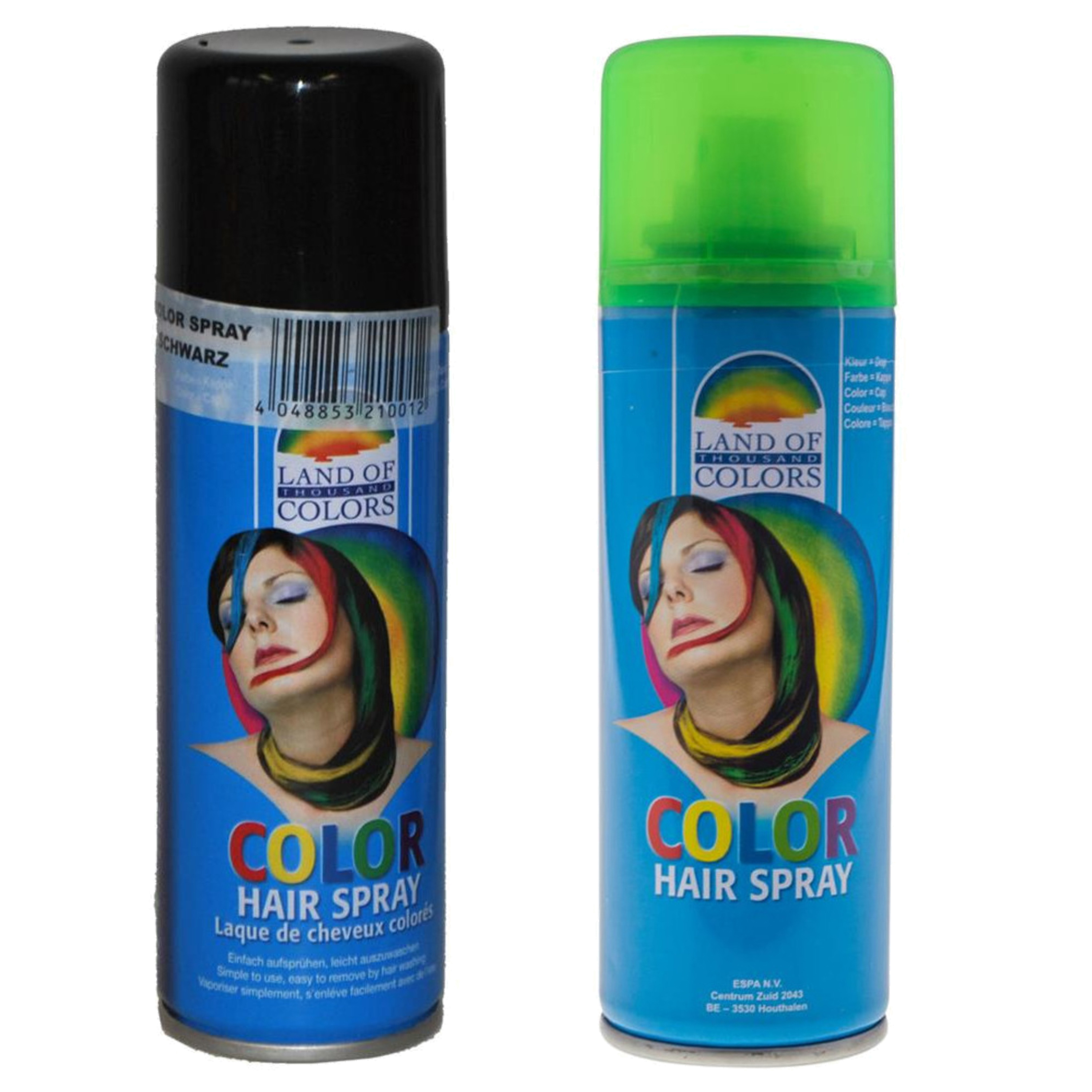 Set van 2x kleuren haarverf-haarspray van 111 ml Zwart en Groen