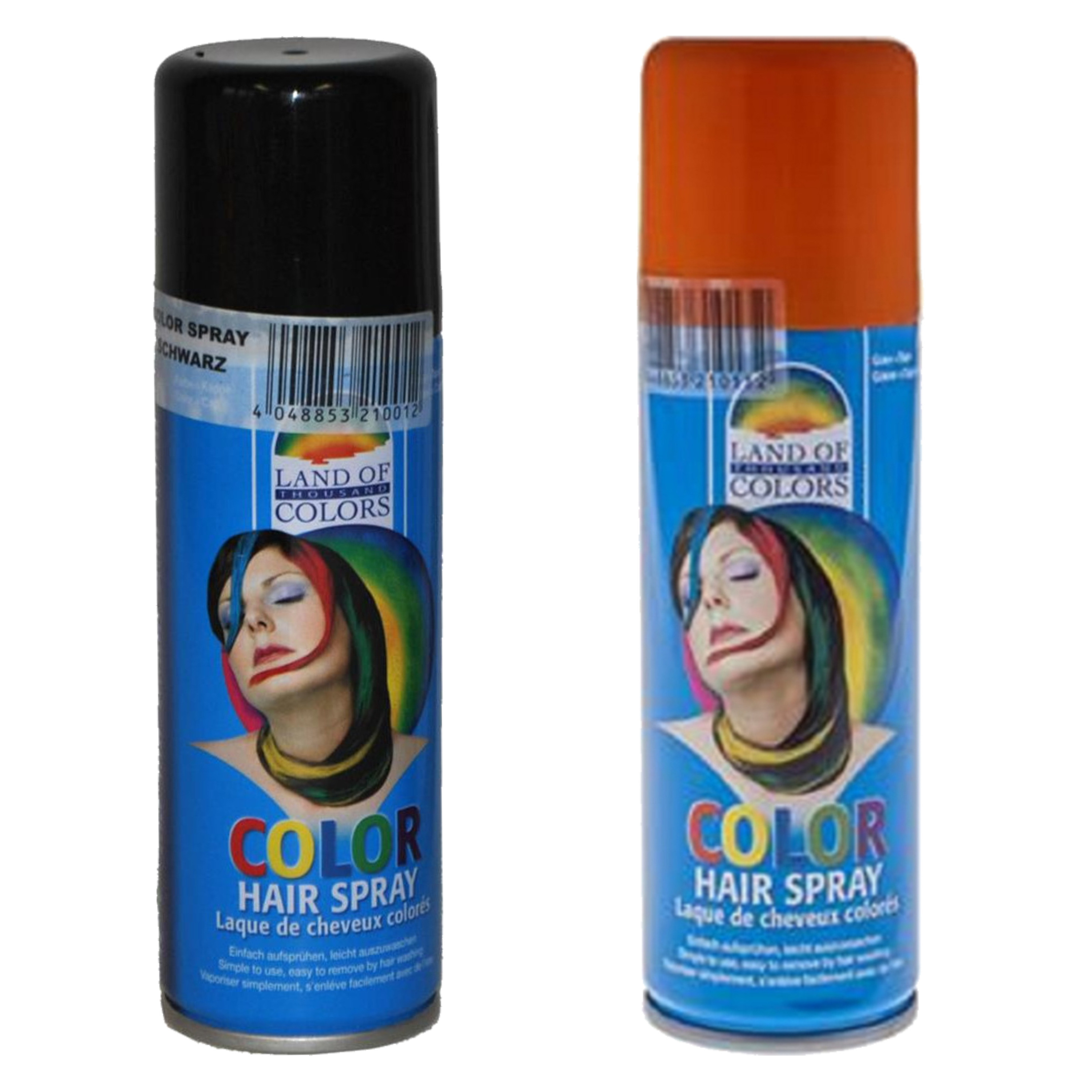 Set van 2x kleuren haarverf-haarspray van 111 ml Zwart en Oranje