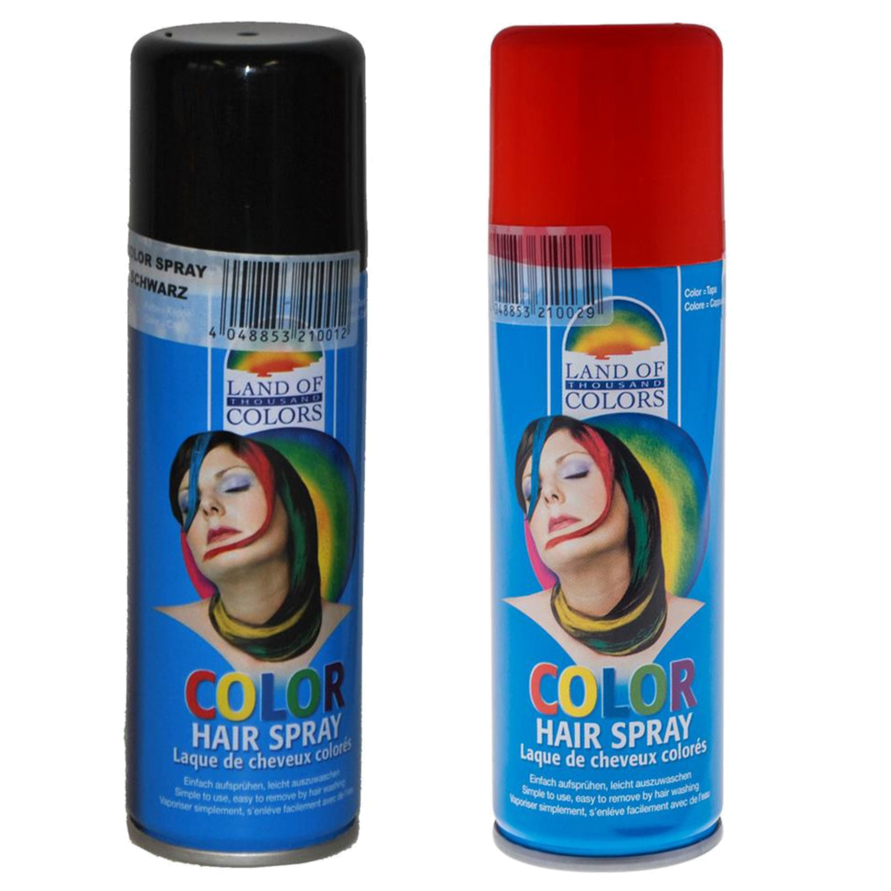 Set van 2x kleuren haarverf-haarspray van 111 ml Zwart en Rood