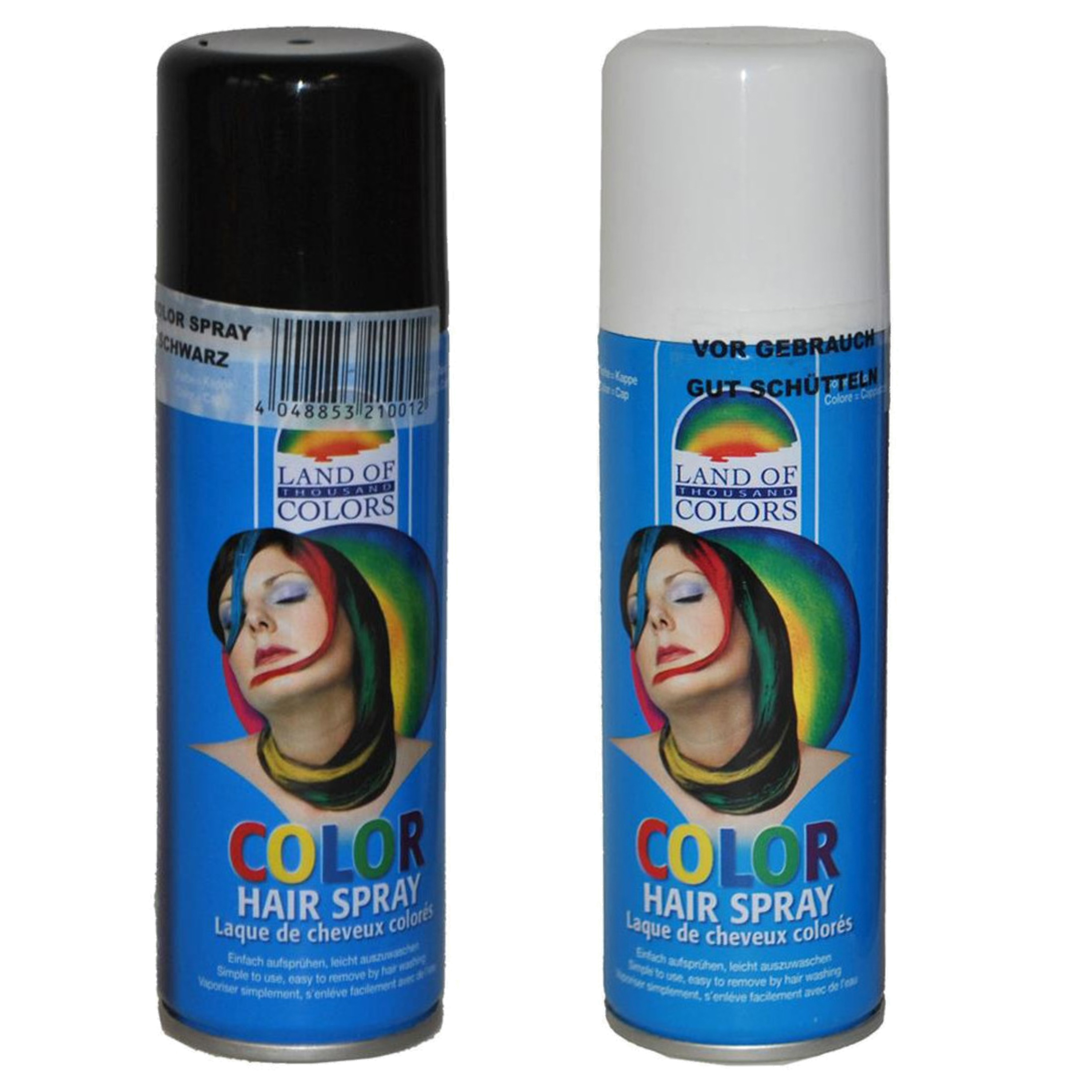 Set van 2x kleuren haarverf-haarspray van 111 ml Zwart en Wit