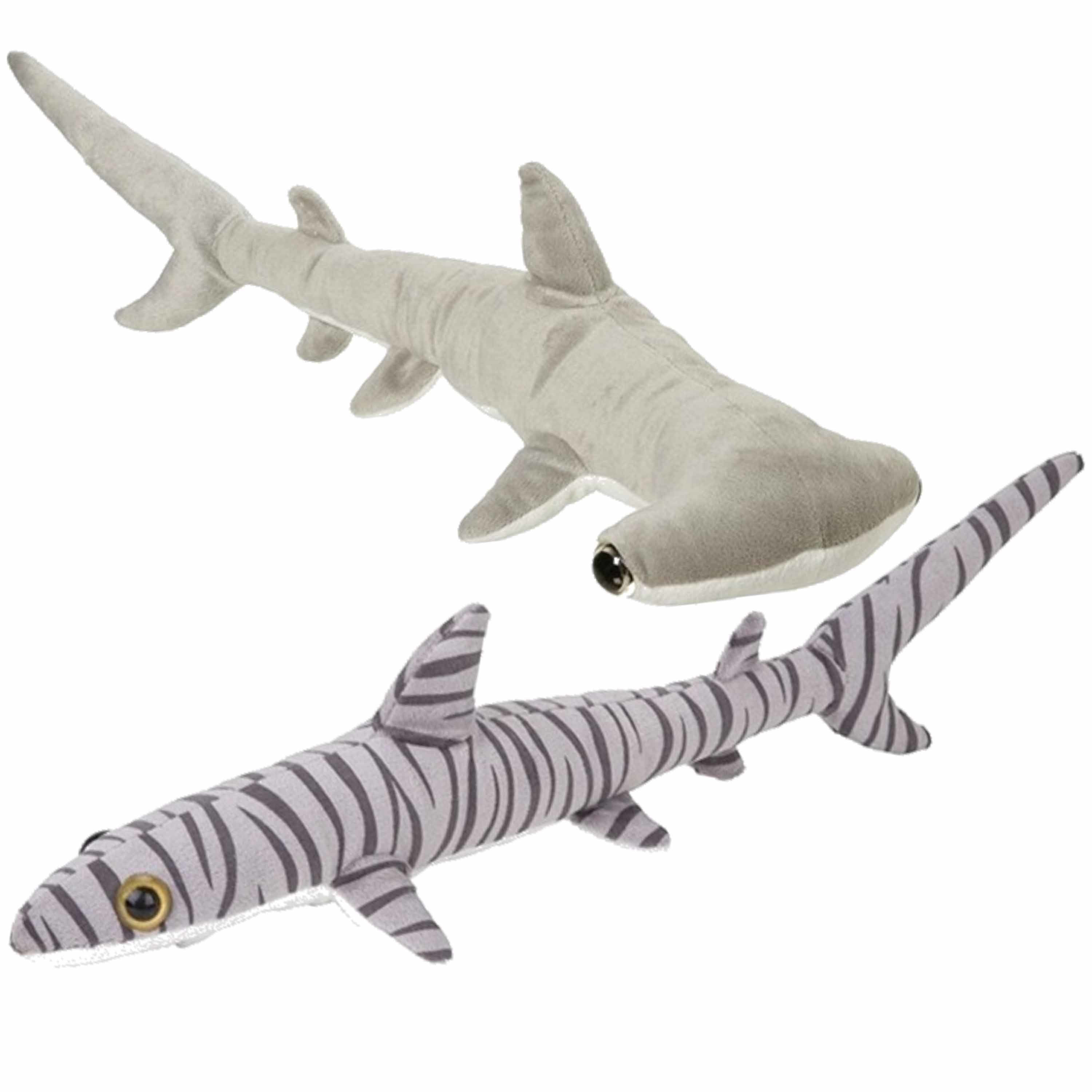 Set van 2x pluche haaien knuffels van 60 cm