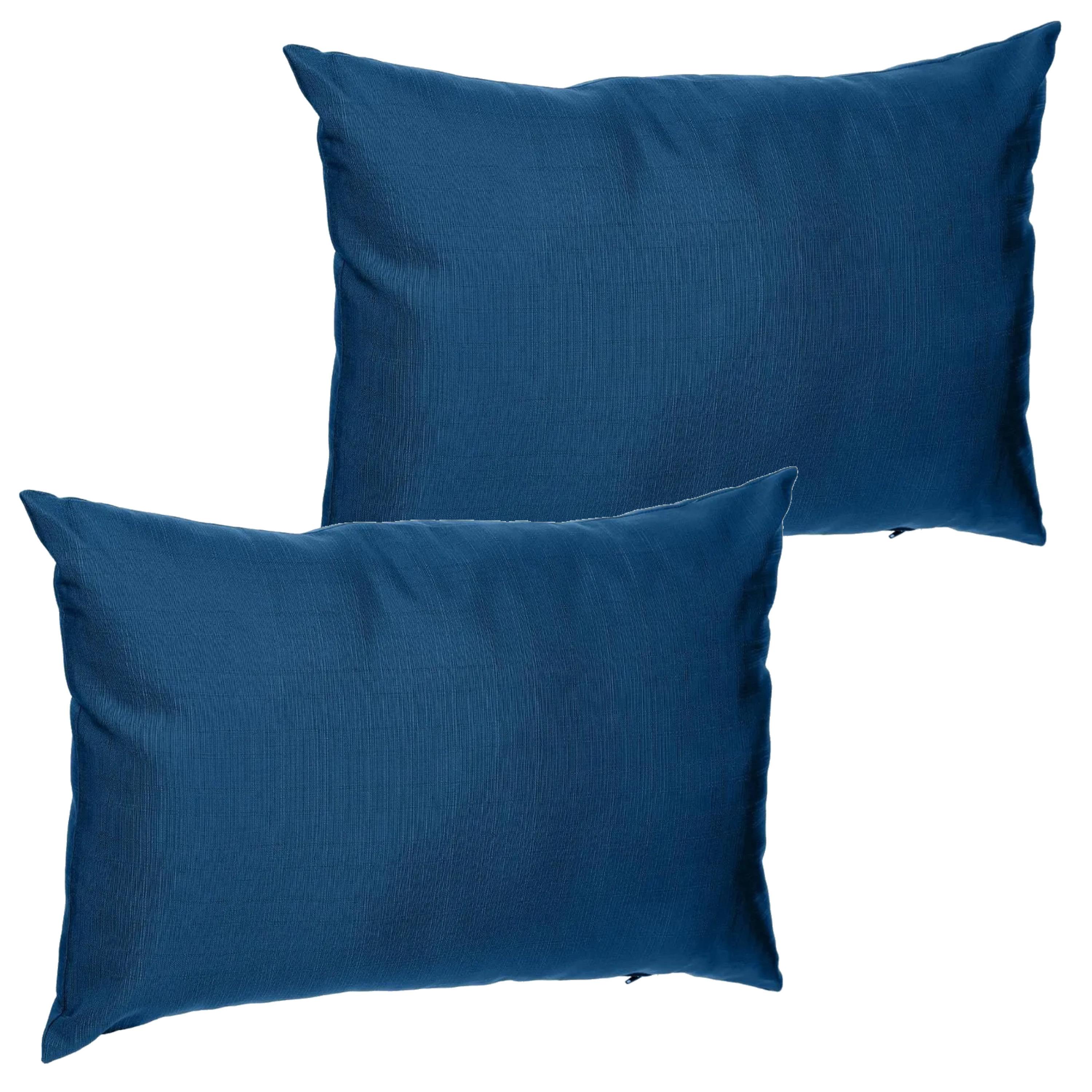 Set van 2x stuks bank-sier-tuin kussens voor binnen en buiten in de kleur indigo blauw 30 x 50 x 10