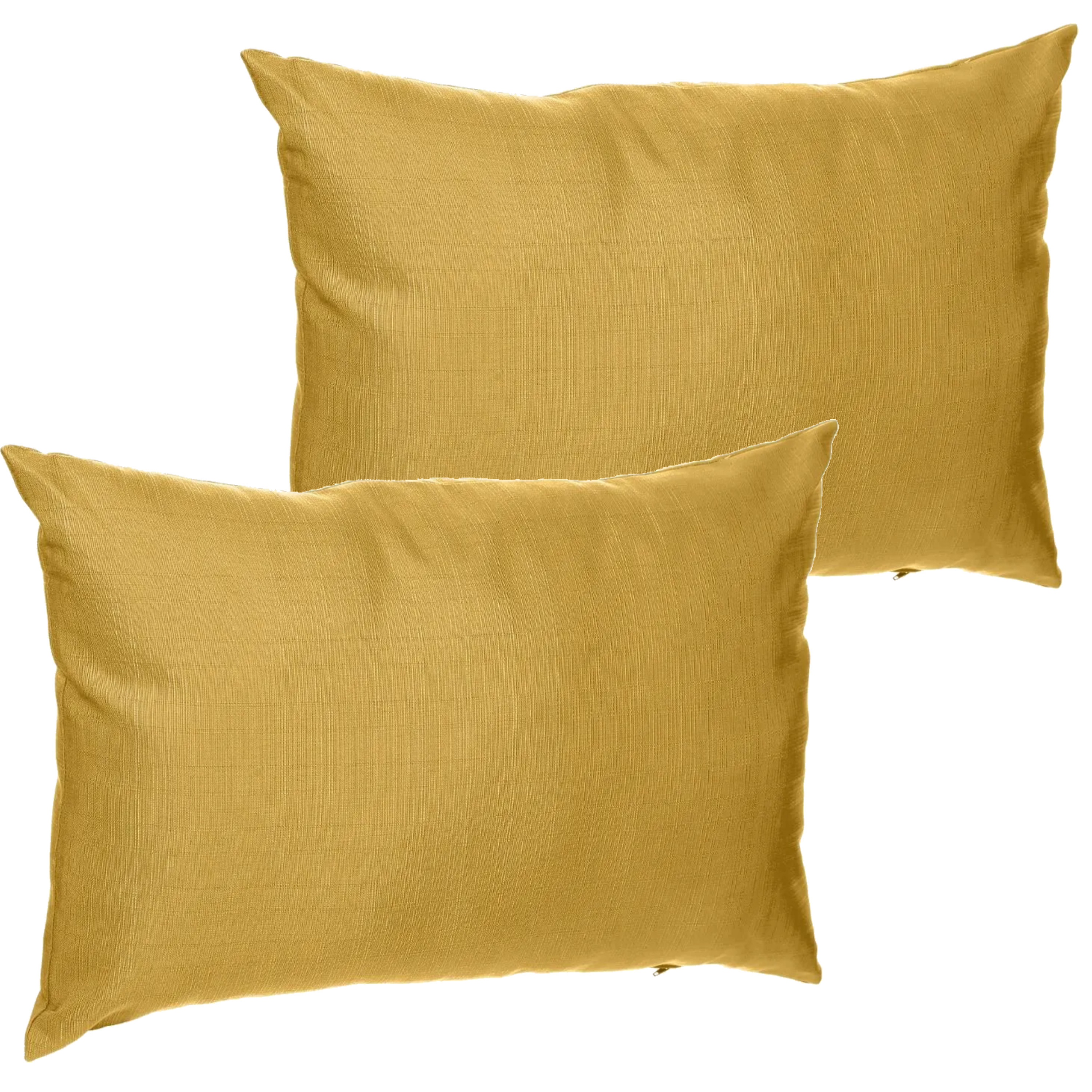 Set van 2x stuks bank-sier-tuin kussens voor binnen en buiten in de kleur mosterd geel 30 x 50 x 10