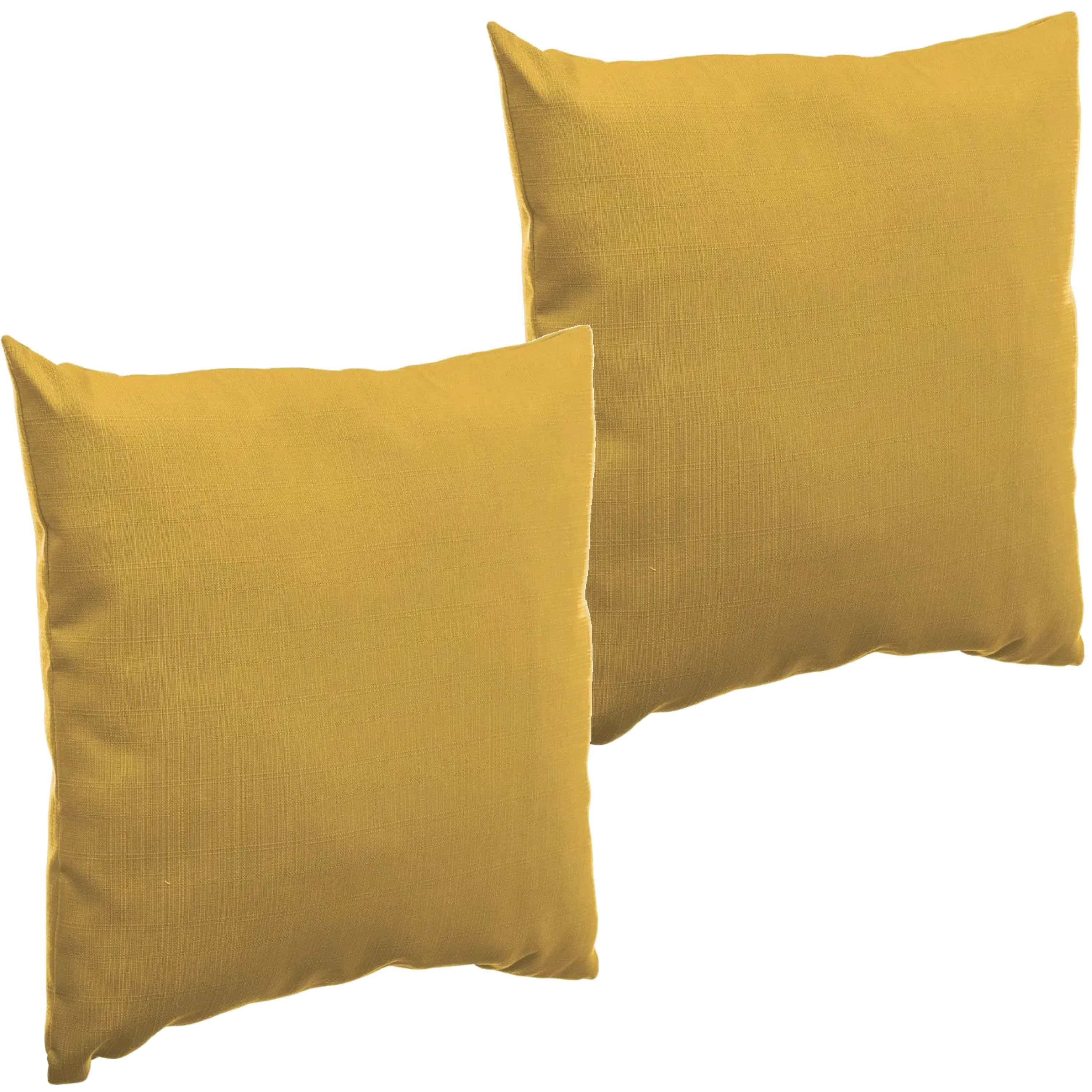 Set van 2x stuks bank-sier-tuin kussens voor binnen en buiten in de kleur mosterd geel 40 x 40 x 10
