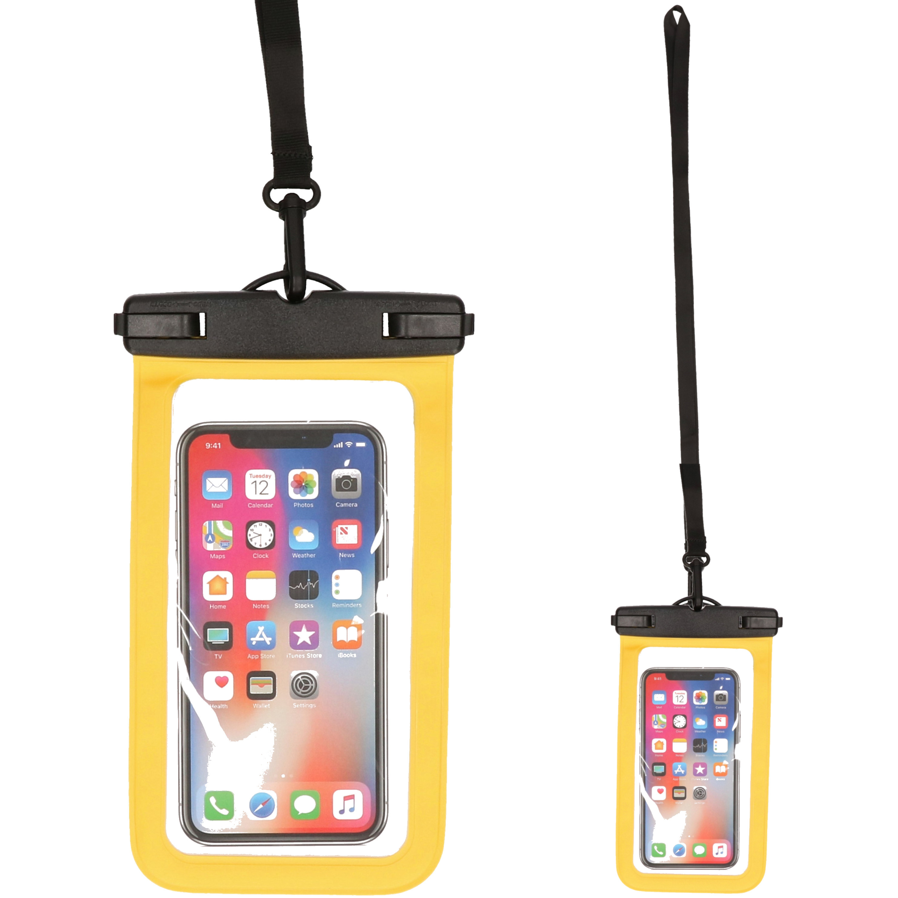 Set van 2x stuks Bellatio Design waterdicht telefoonhoesje voor alle telefoons tot 6 inch geel