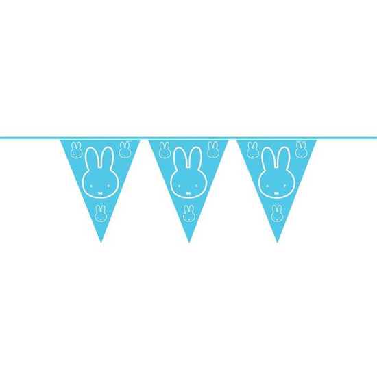 Set van 2x stuks blauwe Nijntje geboorte feest thema slingers 6 meter