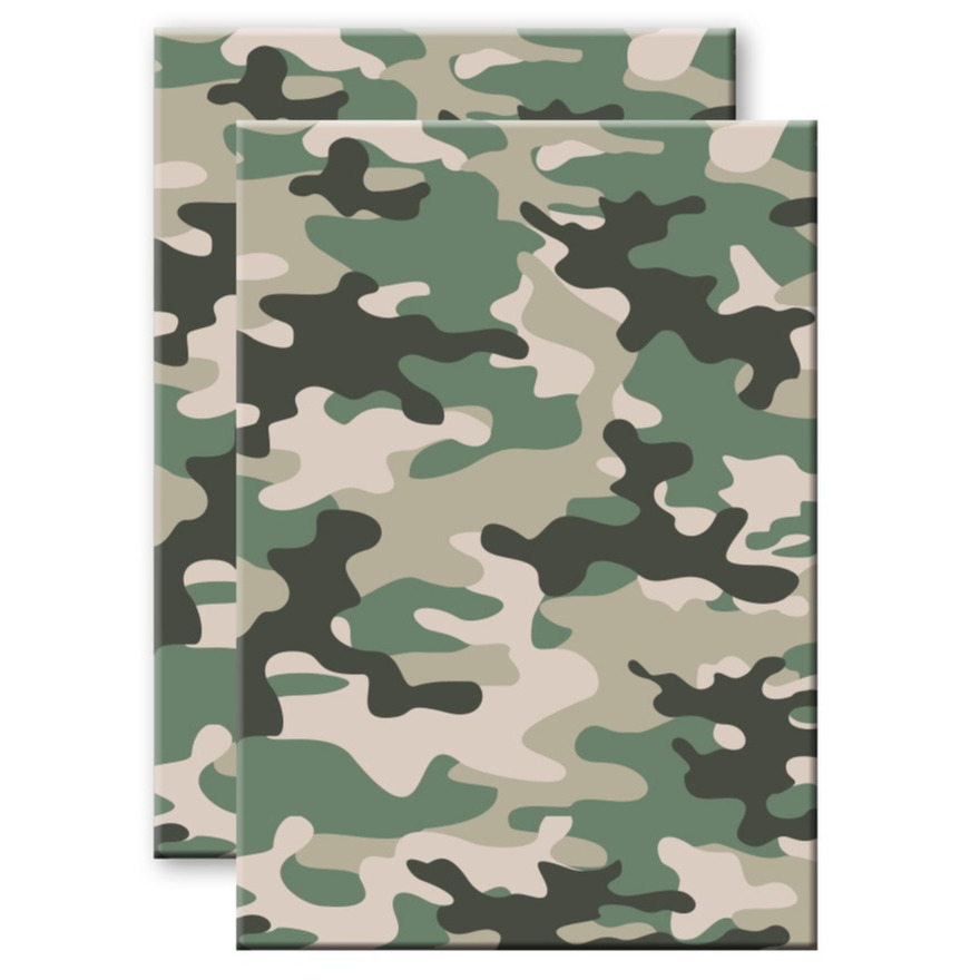Set van 2x stuks camouflage-legerprint wiskunde schrift-notitieboek groen ruitjes 10 mm A4 formaat