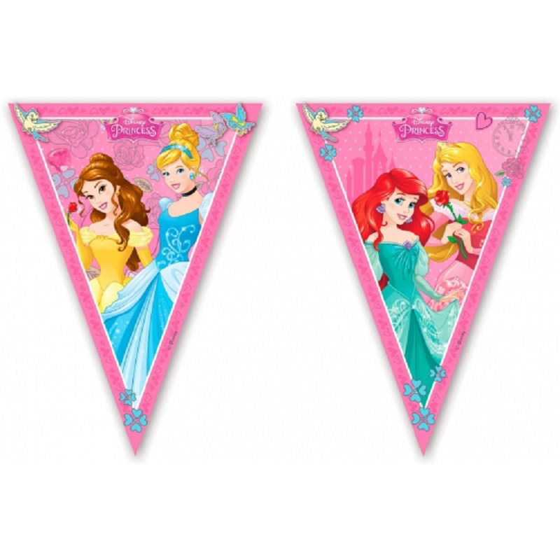 Set van 2x stuks Disney Princess slingers vlaggetjes 2,3 m