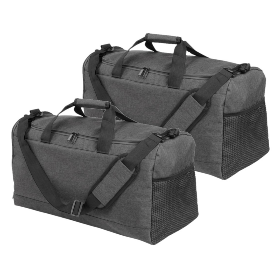 Set van 2x stuks donkergrijze sporttassen-fitnesstassen met schoenenvak 54 cm