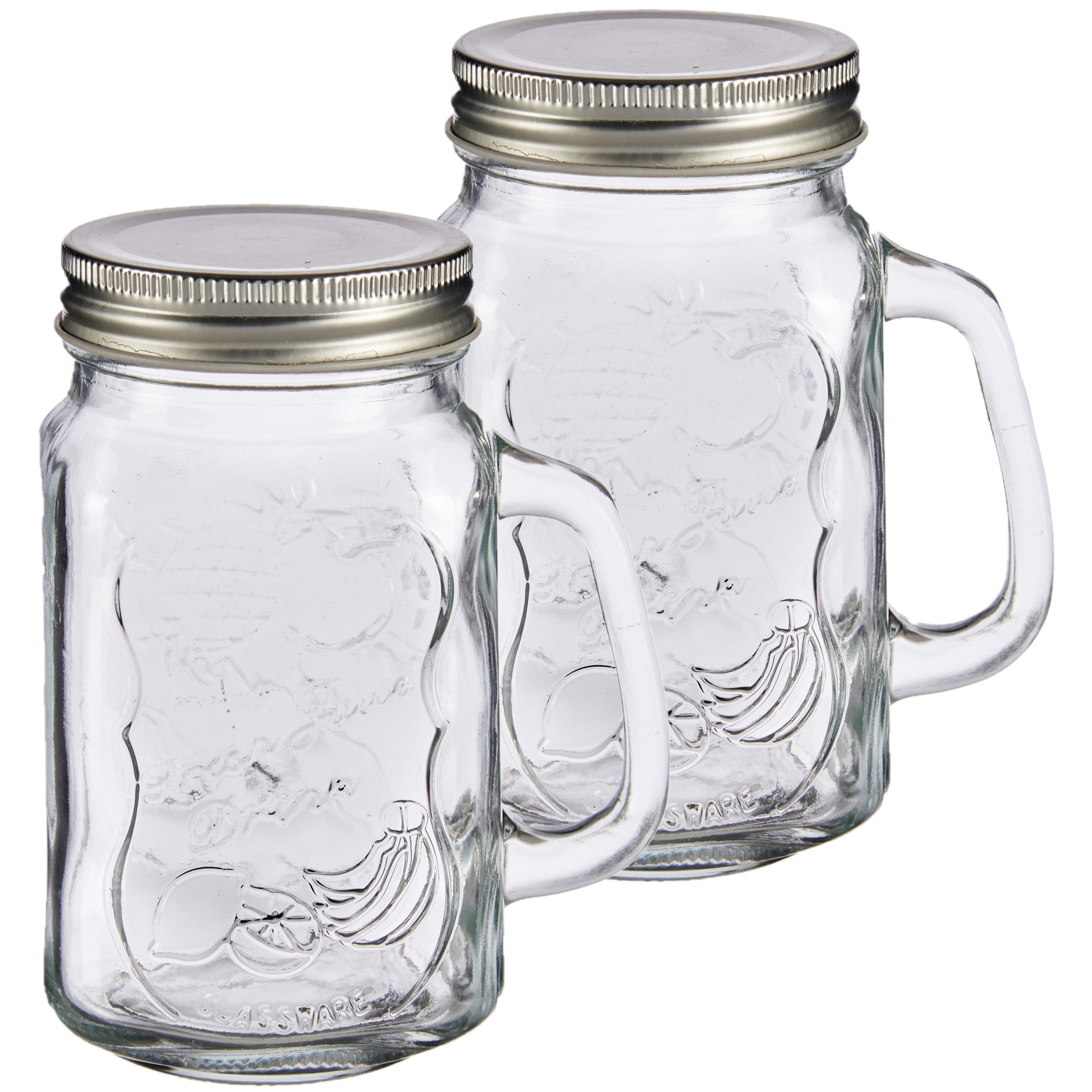 Set van 2x stuks glazen Mason Jar drinkbekers-drinkpotjes met dop 430 ml