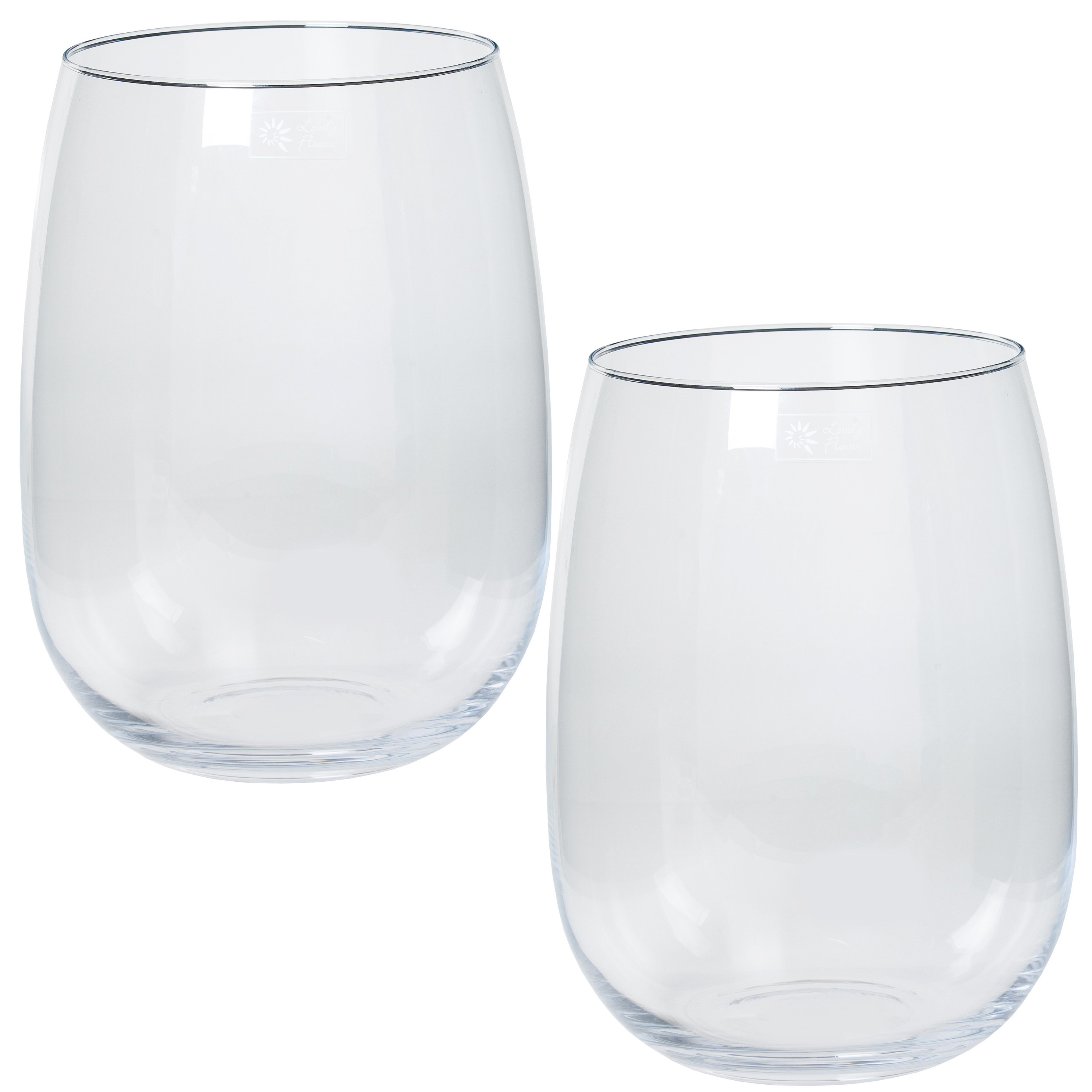 Set van 2x stuks glazen vaas-vazen Julia 10 liter wijd uitlopend 22 x 26 cm