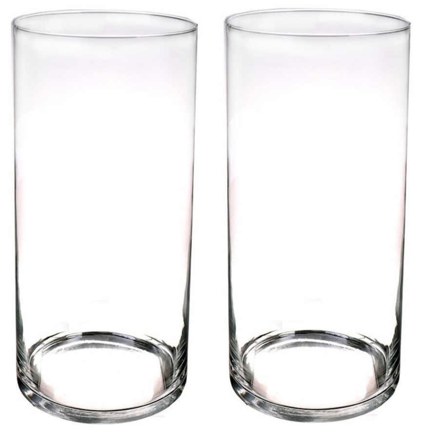 Set van 2x stuks glazen vaas-vazen transparant 40 x 19 cm
